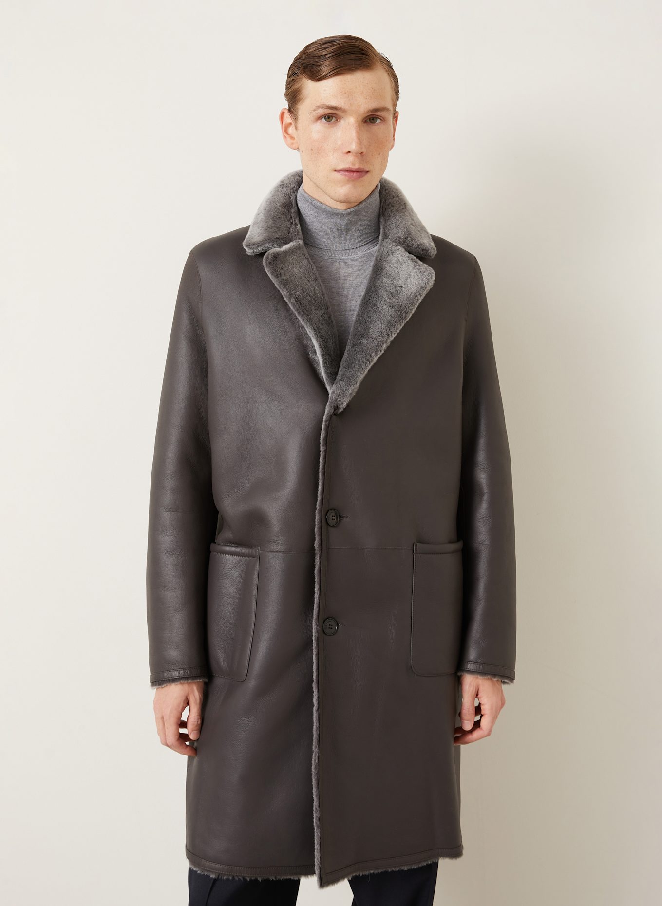 manzoni 24 Ledermantel zum Wenden: DUNKELGRAU