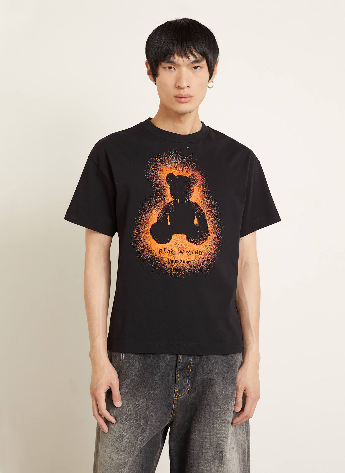 Palm Angels T-Shirt SPRAY BEAR REG: SCHWARZ / ORANGE