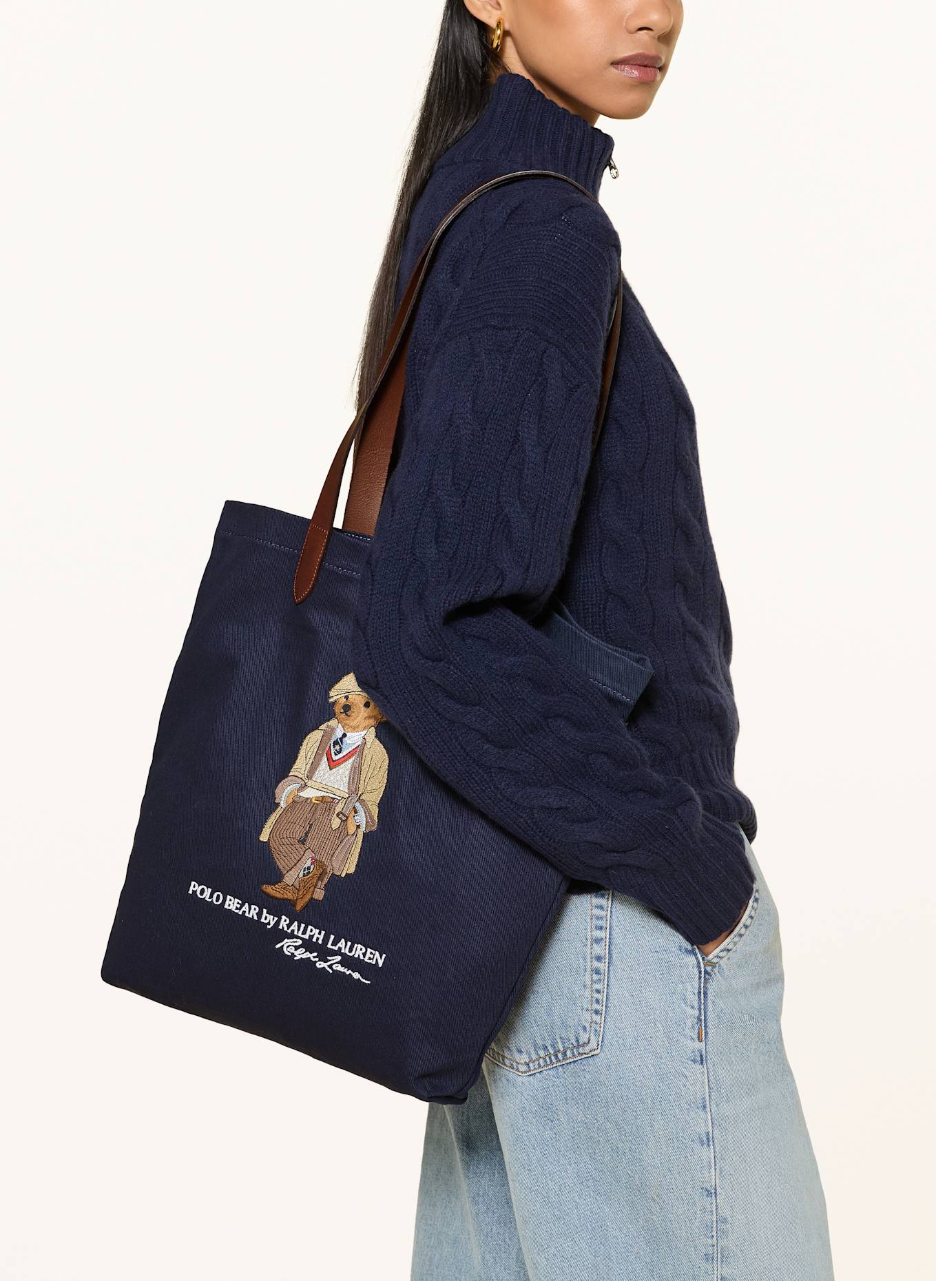 POLO RALPH LAUREN Torba shopper MEDIUM: GRANATOWY