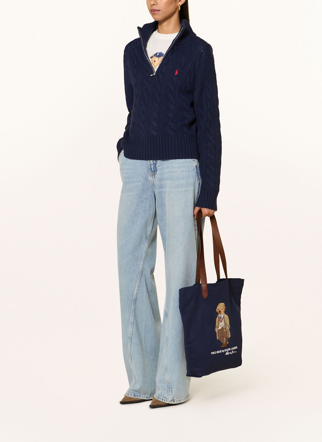 POLO RALPH LAUREN Torba shopper MEDIUM: GRANATOWY