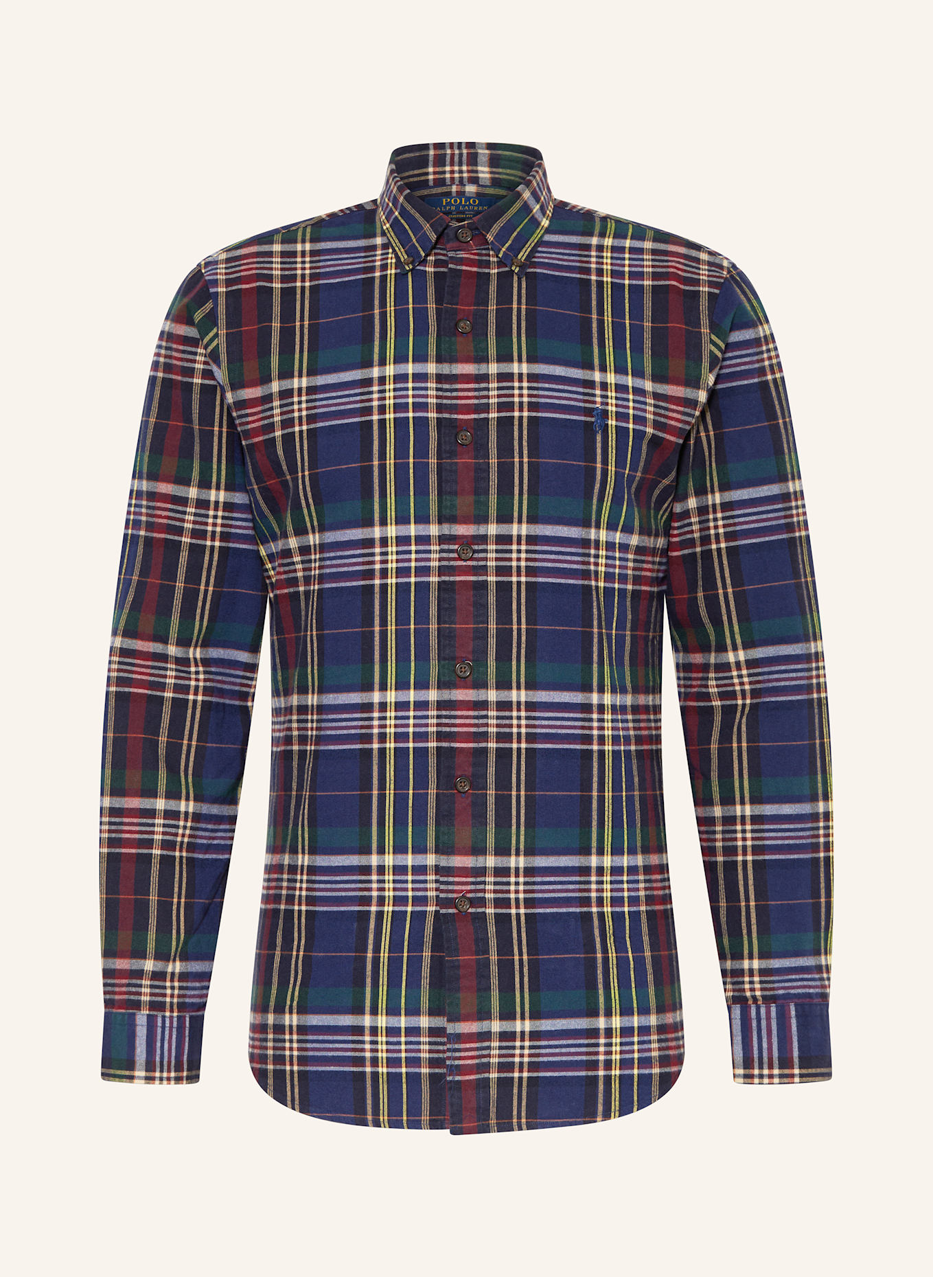 POLO RALPH LAUREN Hemd Custom Fit: DUNKELBLAU / DUNKELROT / GELB