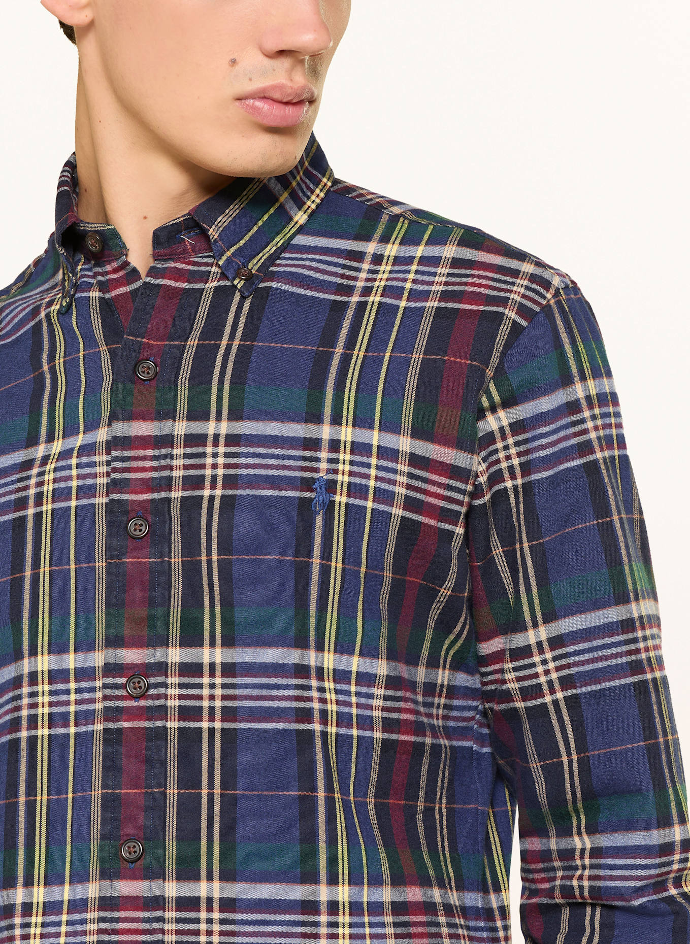 POLO RALPH LAUREN Hemd Custom Fit: DUNKELBLAU / DUNKELROT / GELB