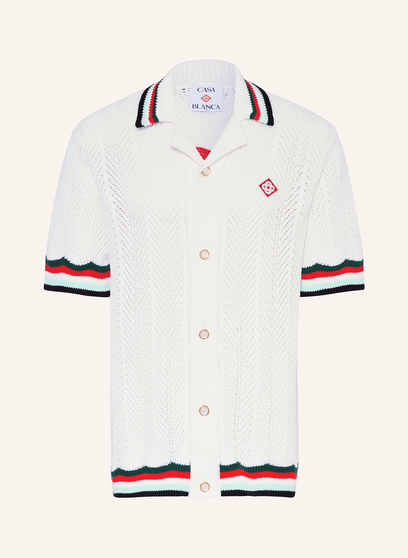 Casablanca Strickhemd: WEISS / GRÜN / ROT