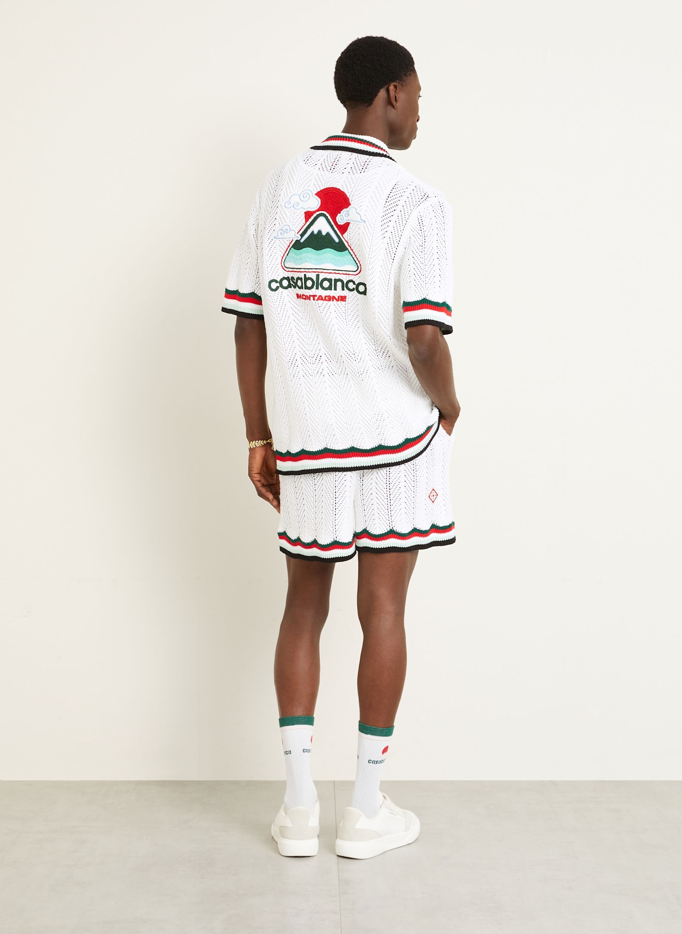 Casablanca Strickhemd: WEISS / GRÜN / ROT