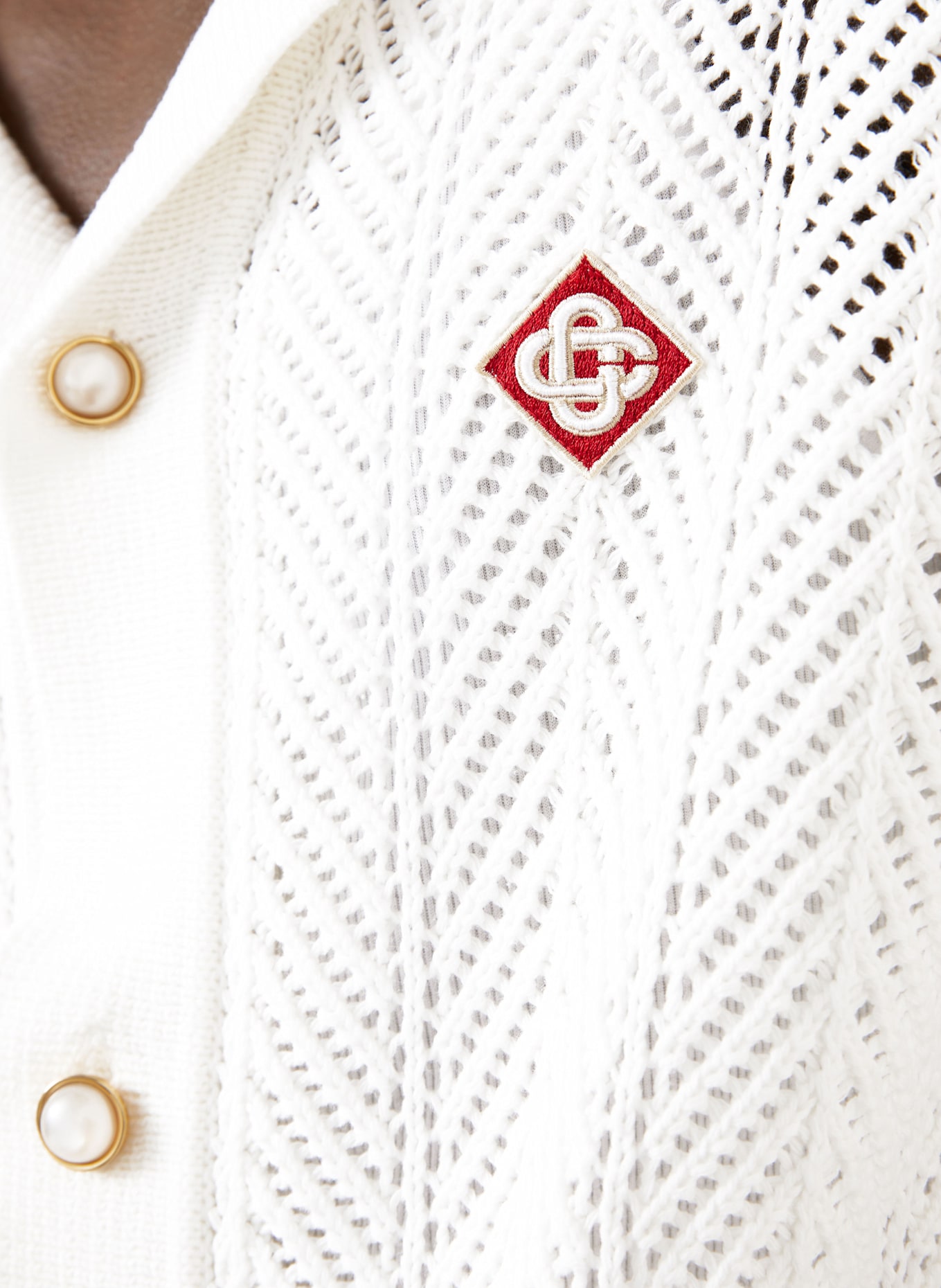 Casablanca Strickhemd: WEISS / GRÜN / ROT