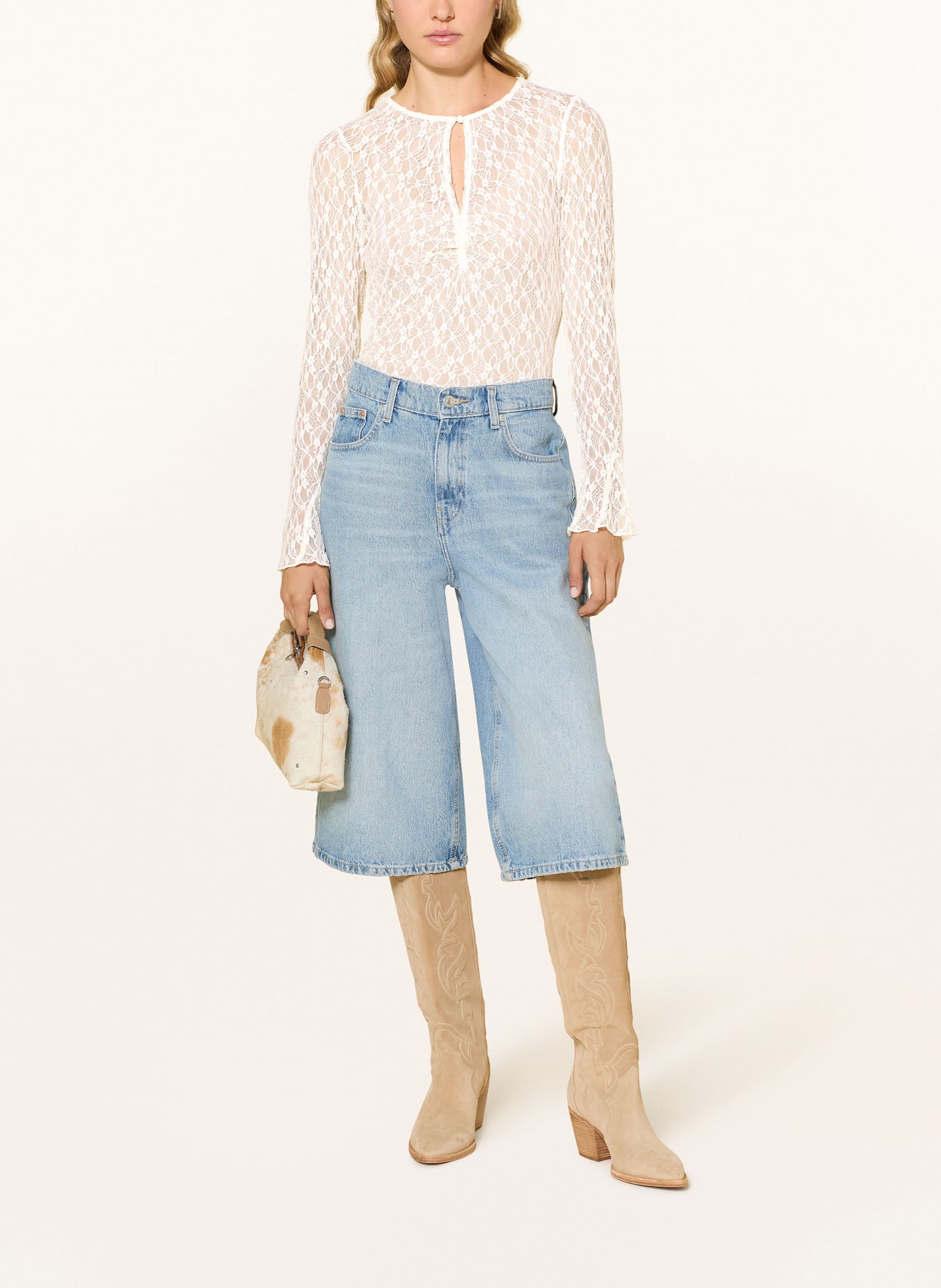 NEO NOIR Blusenshirt MATRIA aus Spitze: CREME