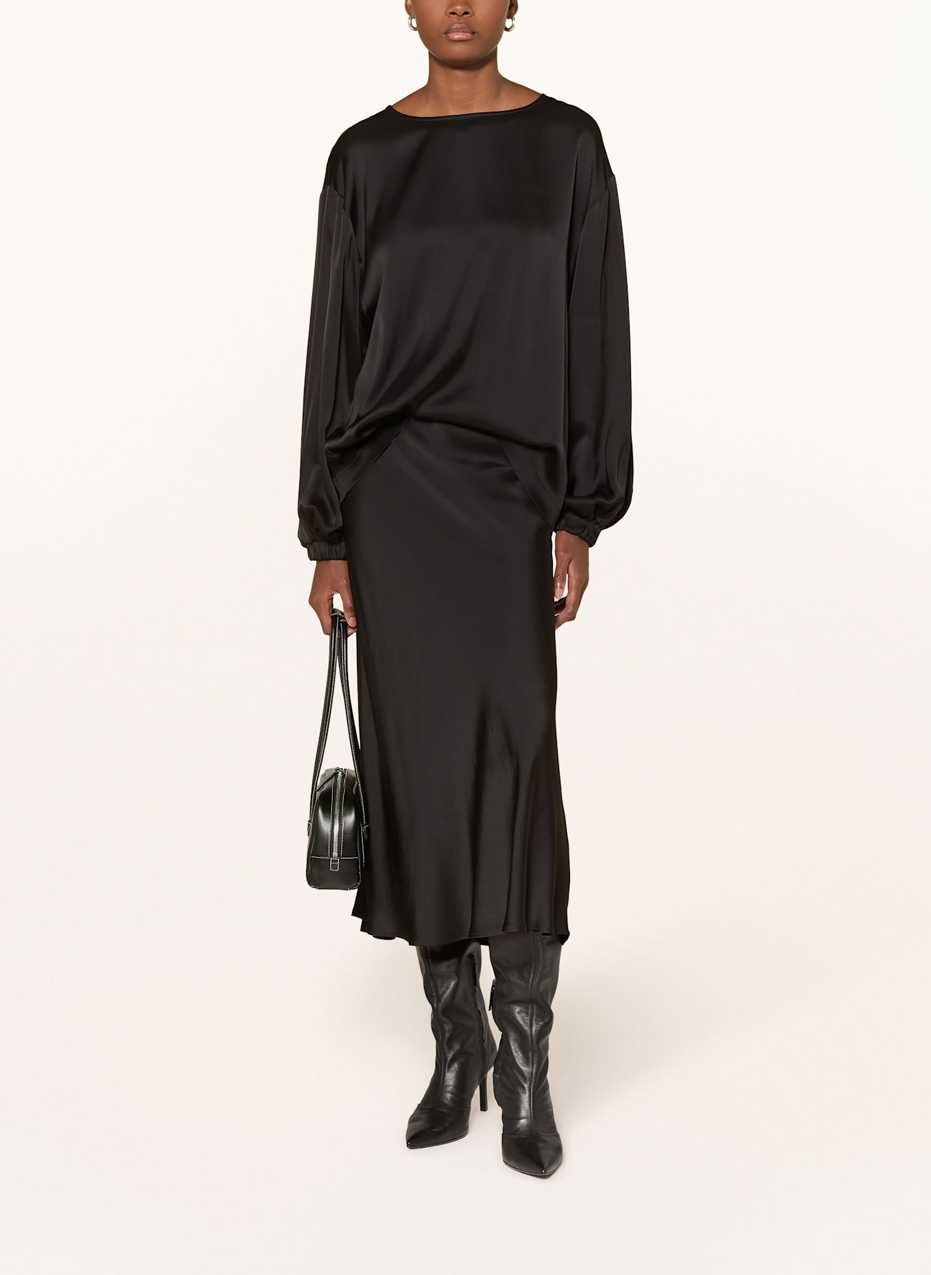 ottod'ame Blusenshirt aus Satin: SCHWARZ