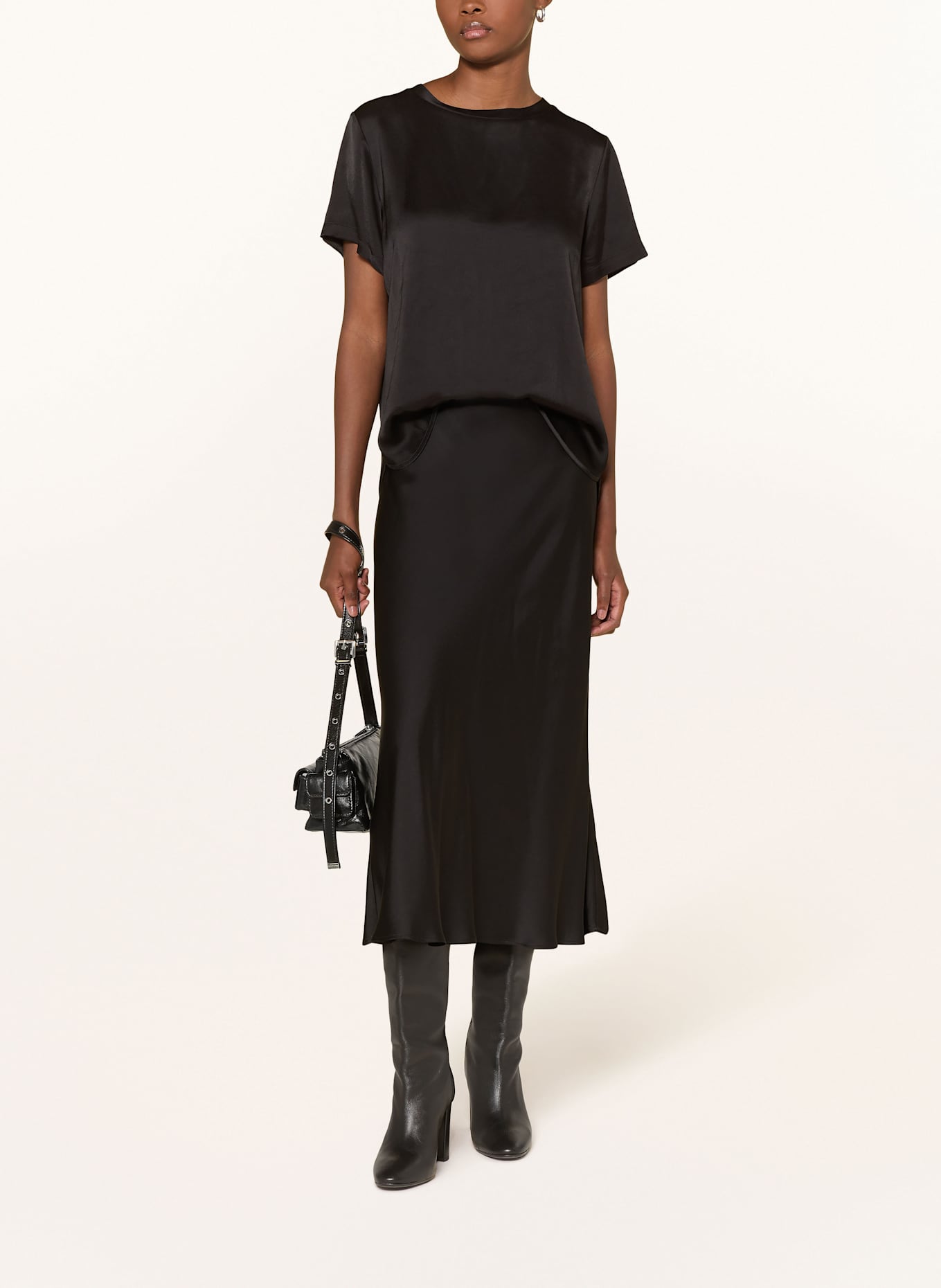 ottod'ame T-Shirt LUISA aus Satin: SCHWARZ