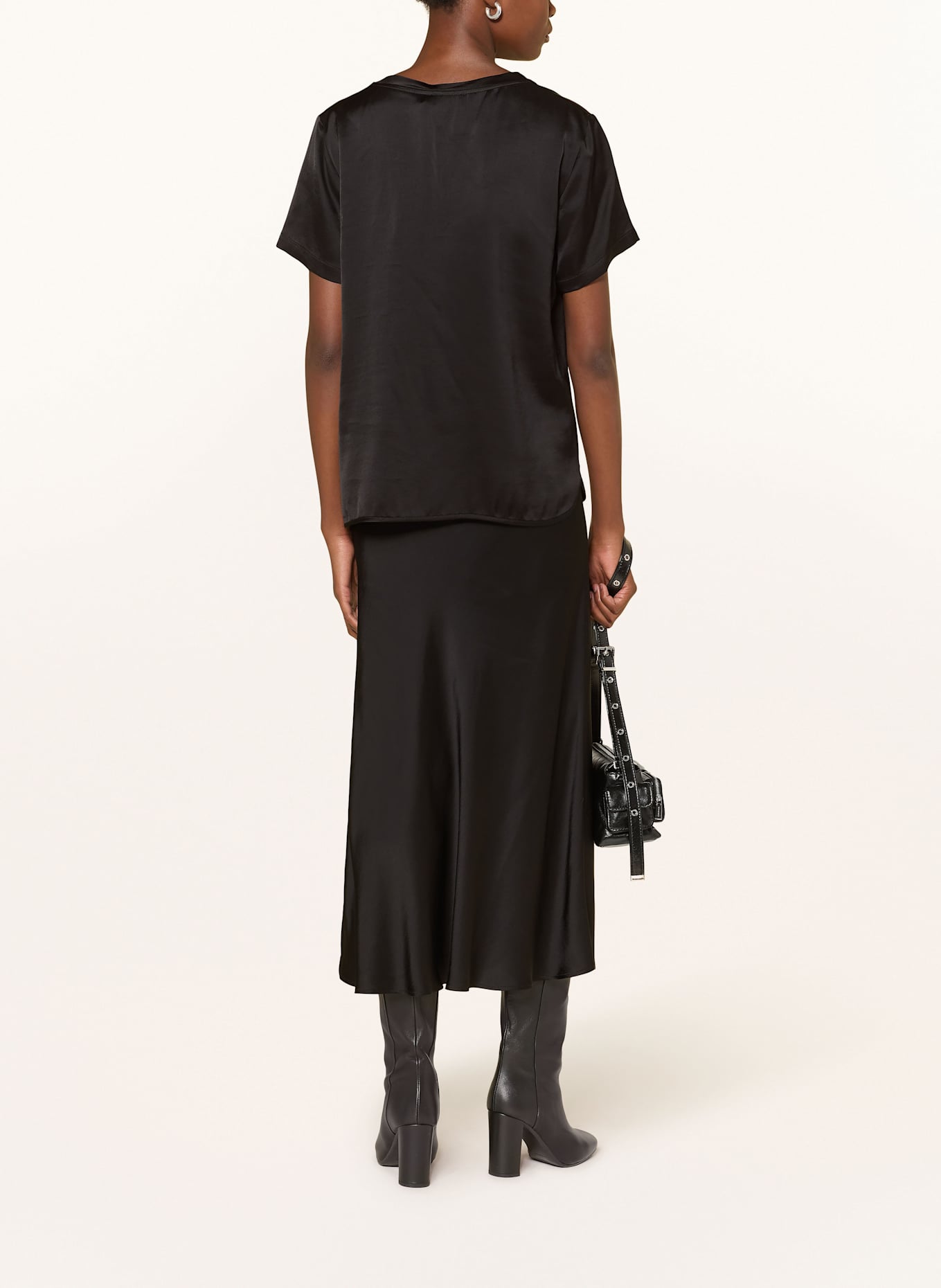 ottod'ame T-Shirt LUISA aus Satin: SCHWARZ