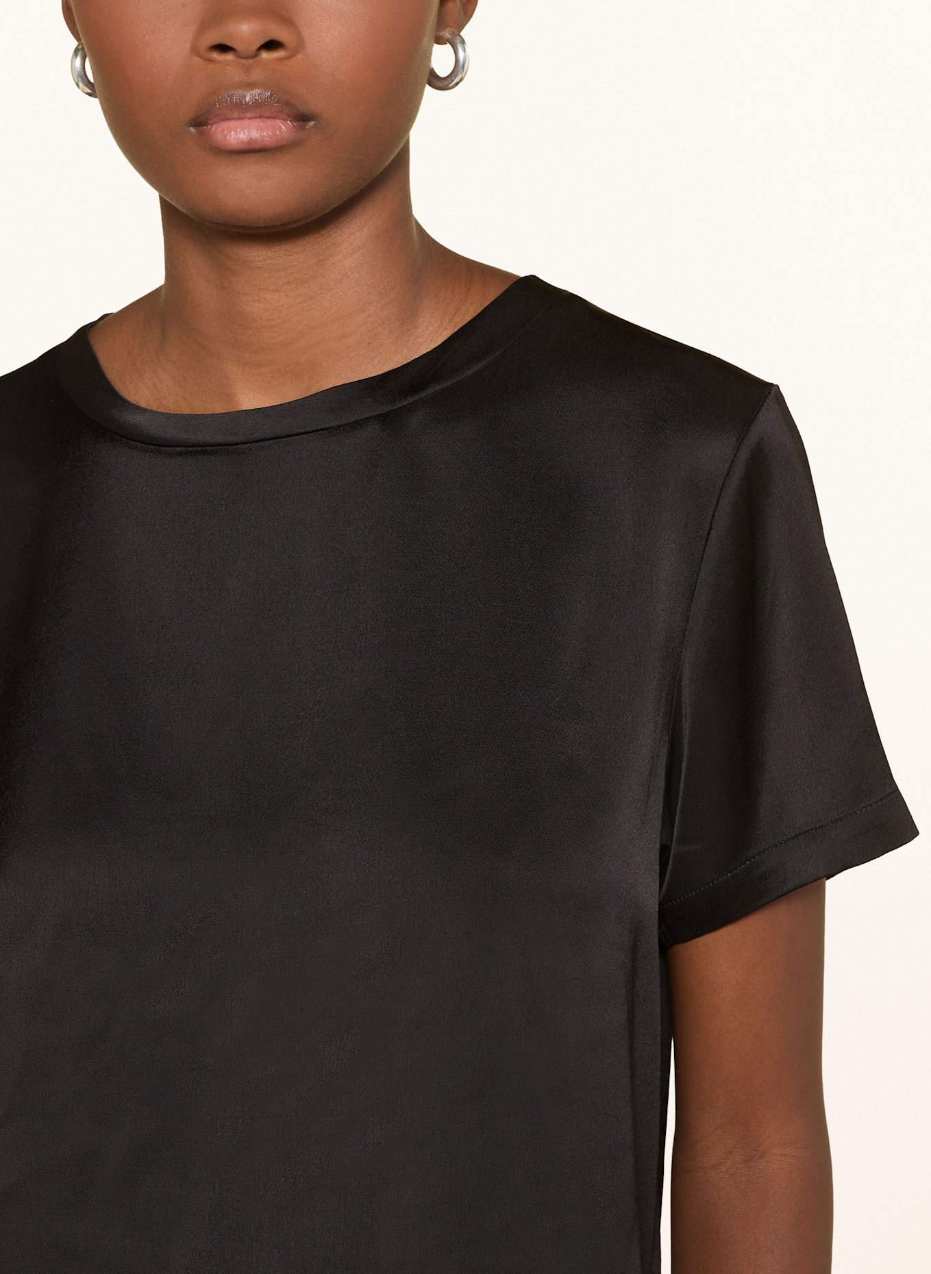 ottod'ame T-Shirt LUISA aus Satin: SCHWARZ