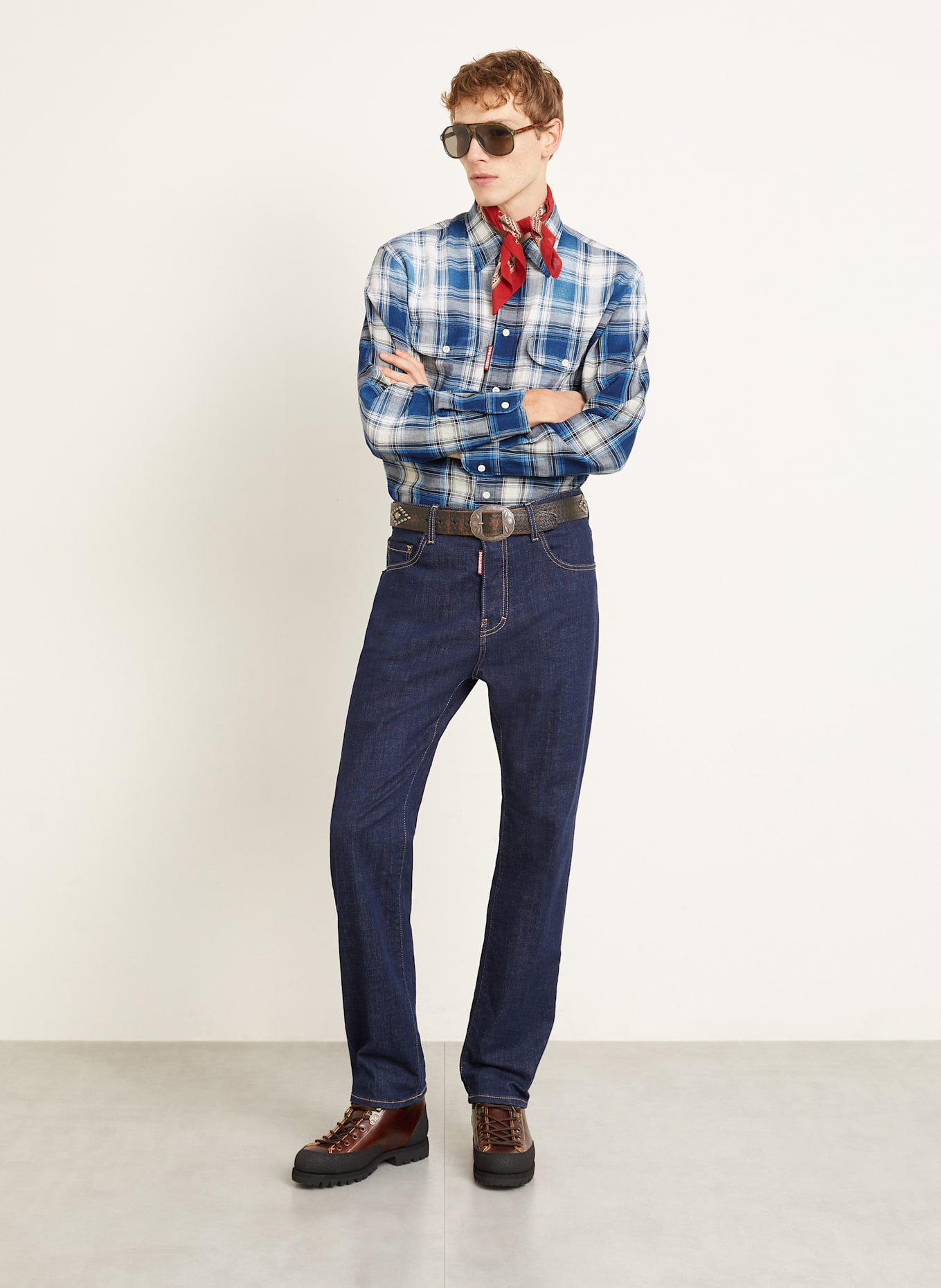 DSQUARED2 Hemd CANADIAN VINTAGE Comfort Fit: BLAU / DUNKELBLAU / WEISS