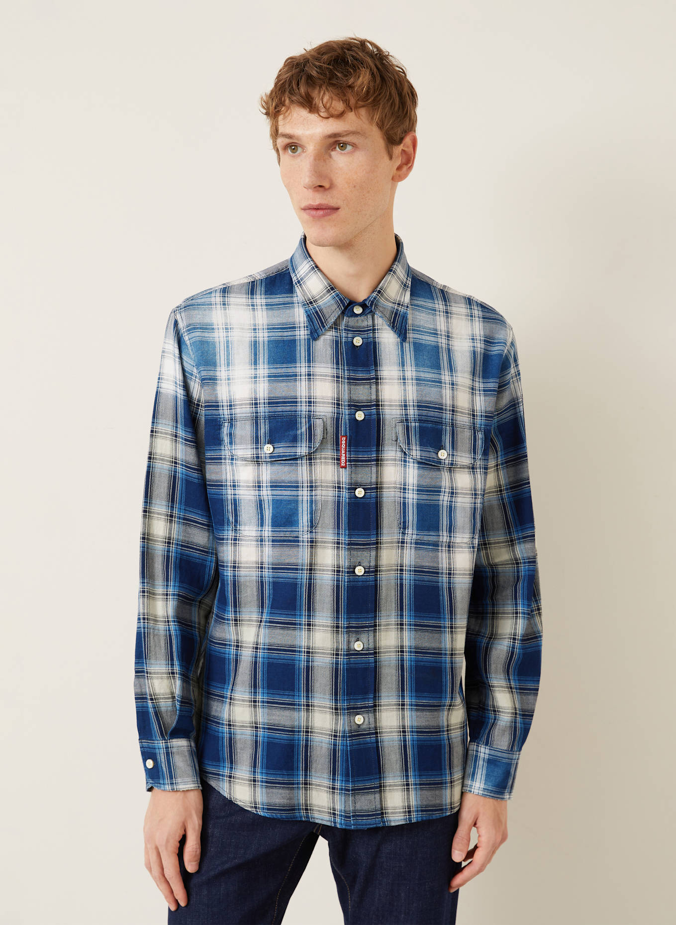 DSQUARED2 Hemd CANADIAN VINTAGE Comfort Fit: BLAU / DUNKELBLAU / WEISS