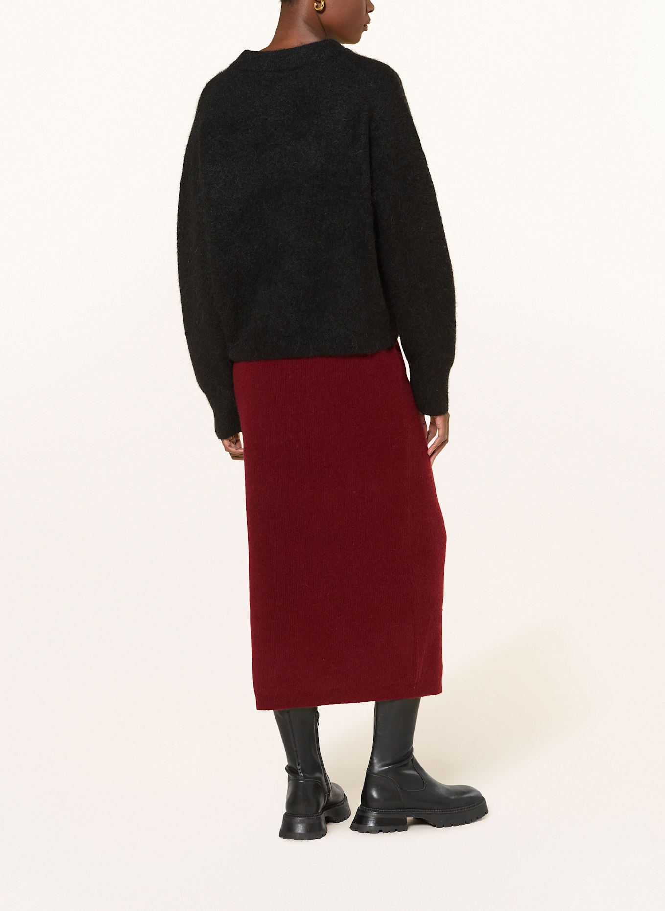 American Vintage Spódnica z dzianiny RAXOW: CIEMNOCZERWONY