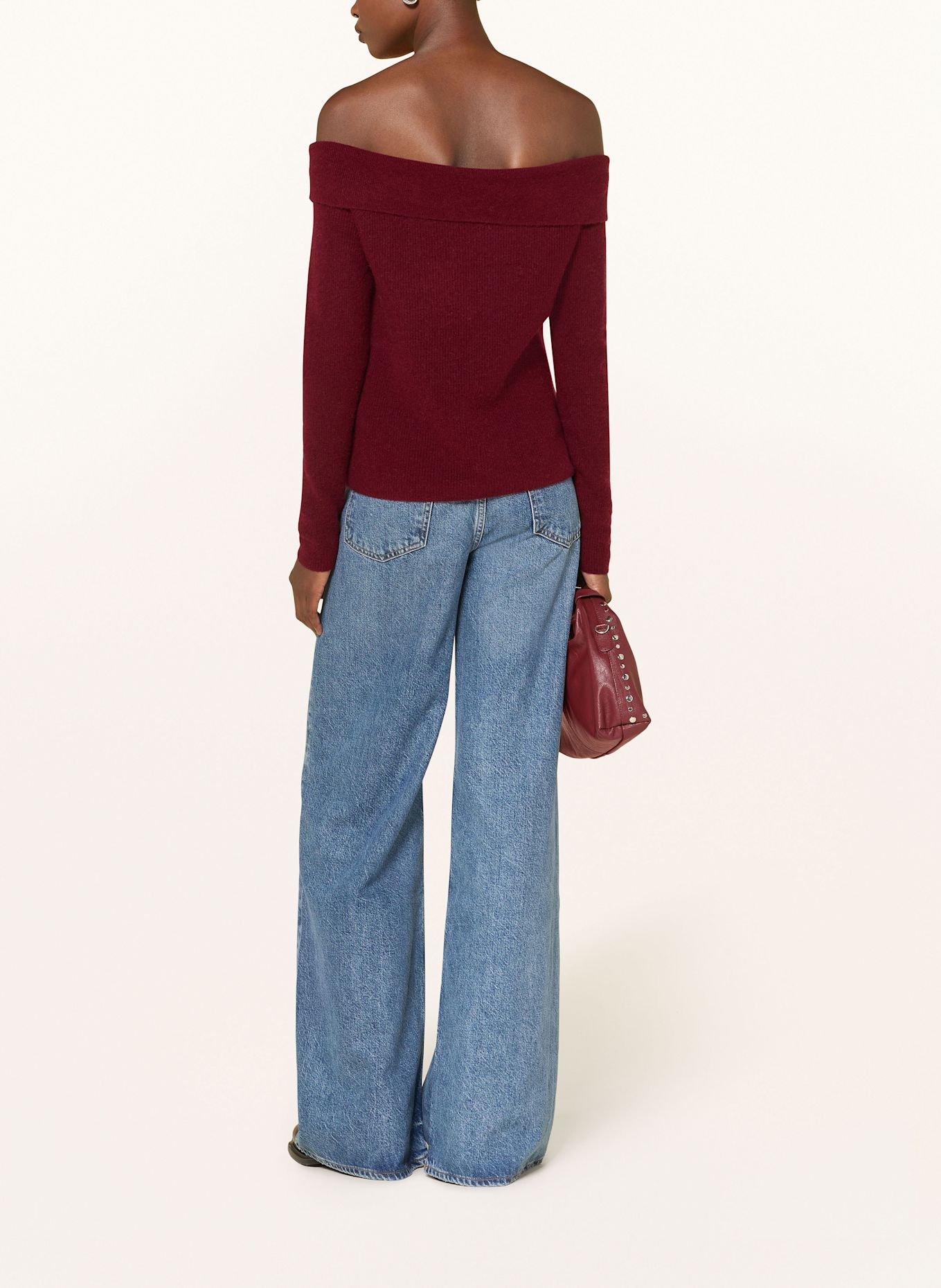 American Vintage Sweter z odsłoniętymi ramionami RAXOW: CIEMNOCZERWONY