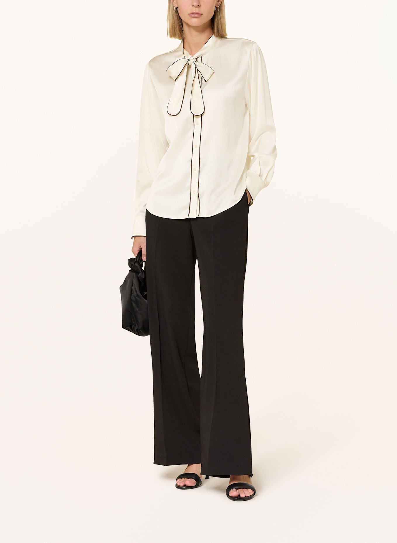 comma Satinbluse mit Schluppe: ECRU / SCHWARZ