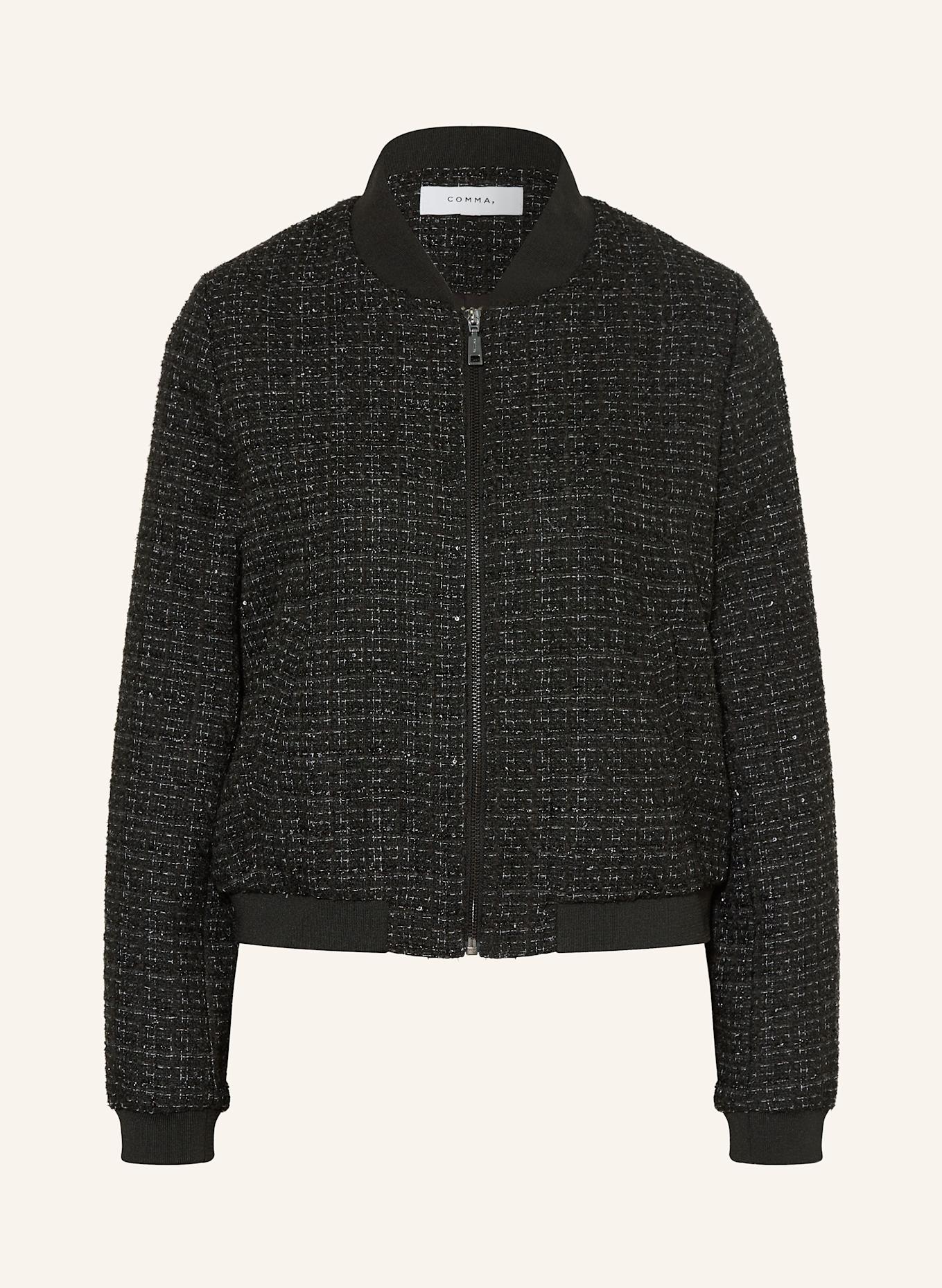 comma Bouclé-Blouson mit Glitzergarn: SCHWARZ / WEISS / DUNKELGRAU