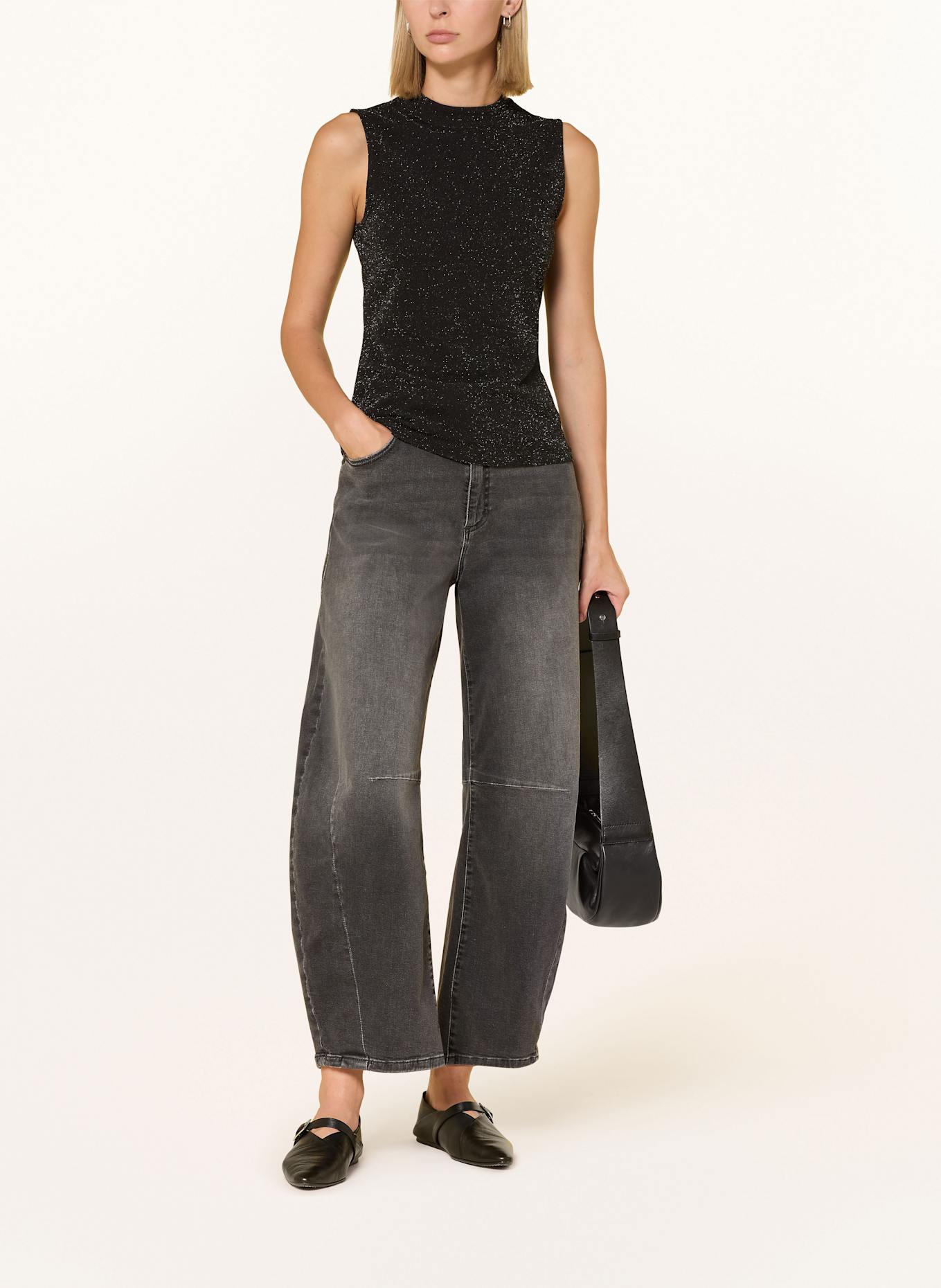 comma casual identity Top mit Glitzergarn: SCHWARZ