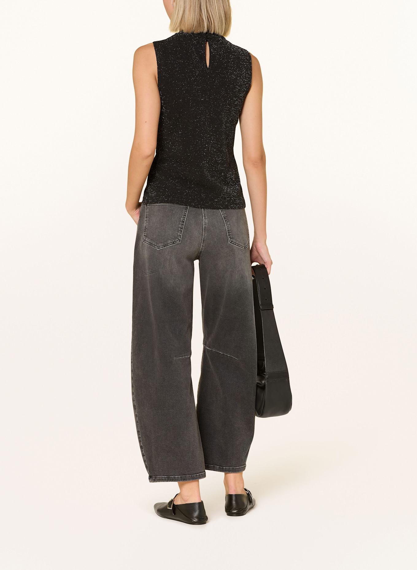 comma casual identity Top mit Glitzergarn: SCHWARZ