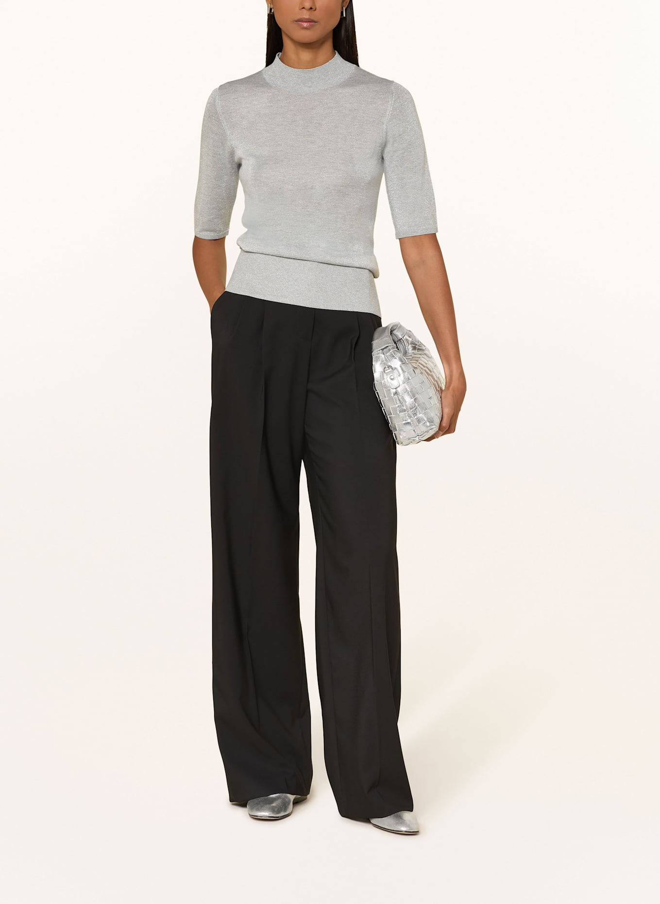 s.Oliver BLACK LABEL Dzianinowa koszulka z błyszczącą przędzą: SREBRNY