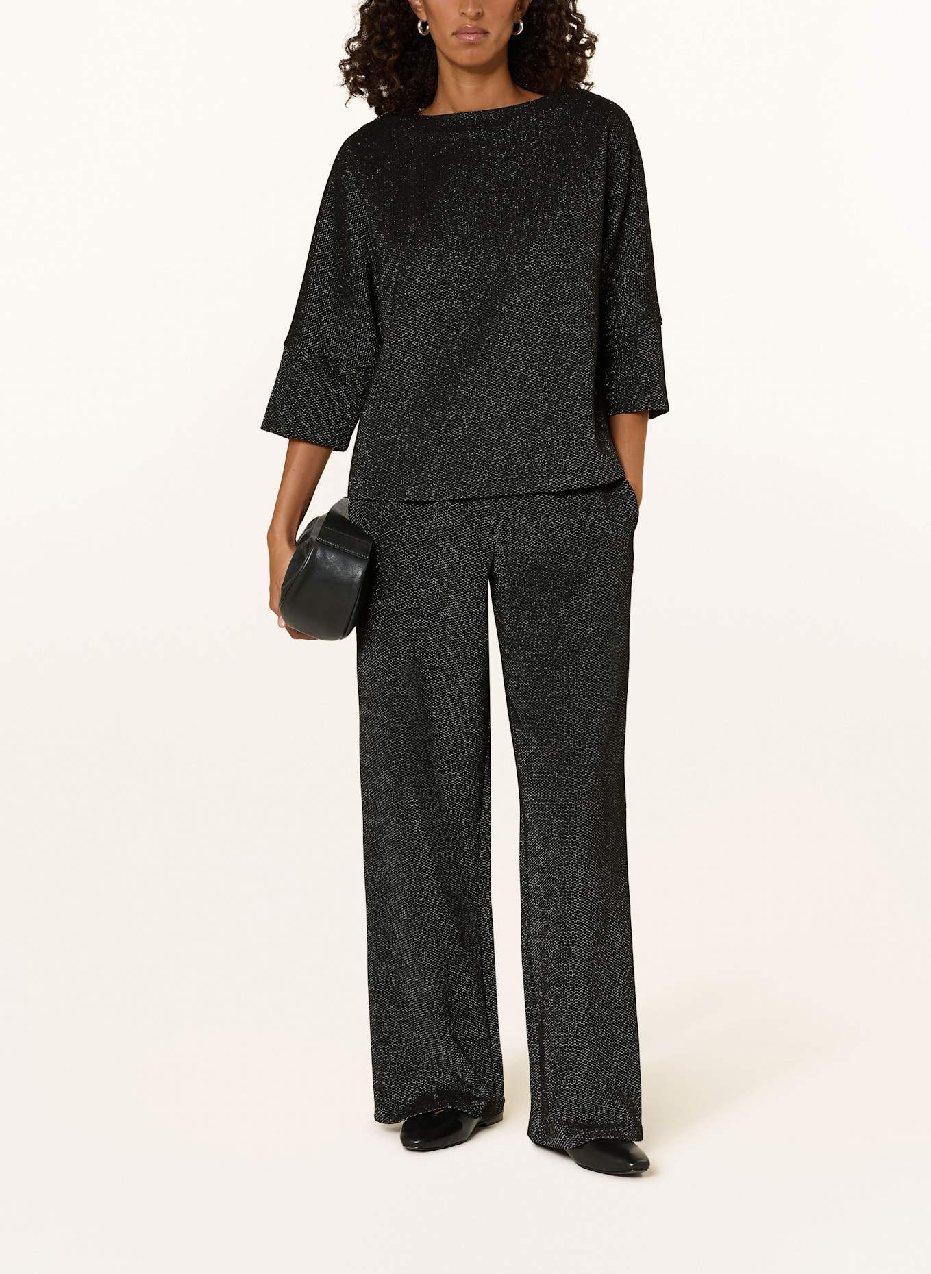 s.Oliver BLACK LABEL Pullover mit 3/4-Arm und Glitzergarn: SCHWARZ