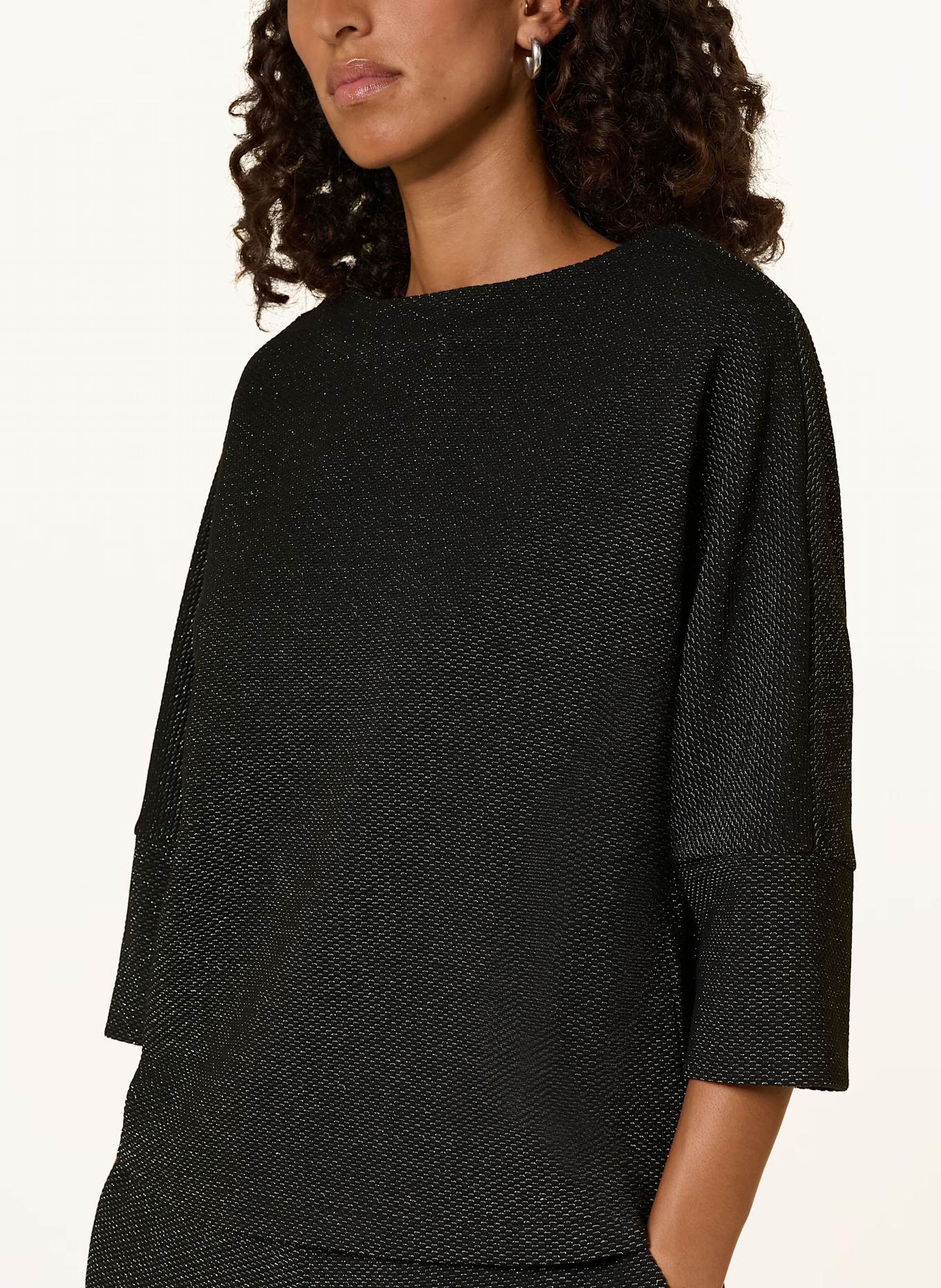 s.Oliver BLACK LABEL Pullover mit 3/4-Arm und Glitzergarn: SCHWARZ