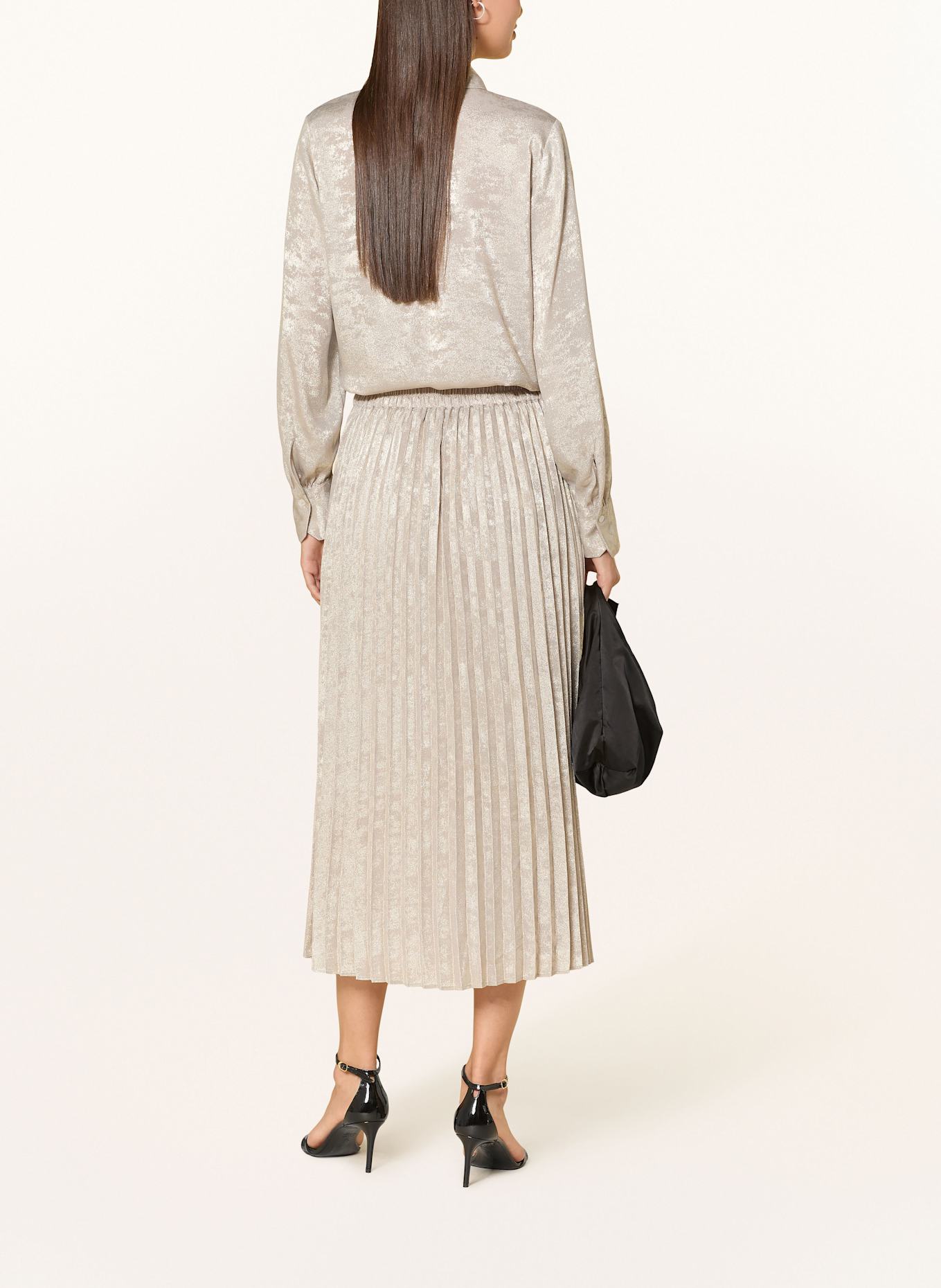 s.Oliver BLACK LABEL Plisseerock mit Glanzgarn: GOLD