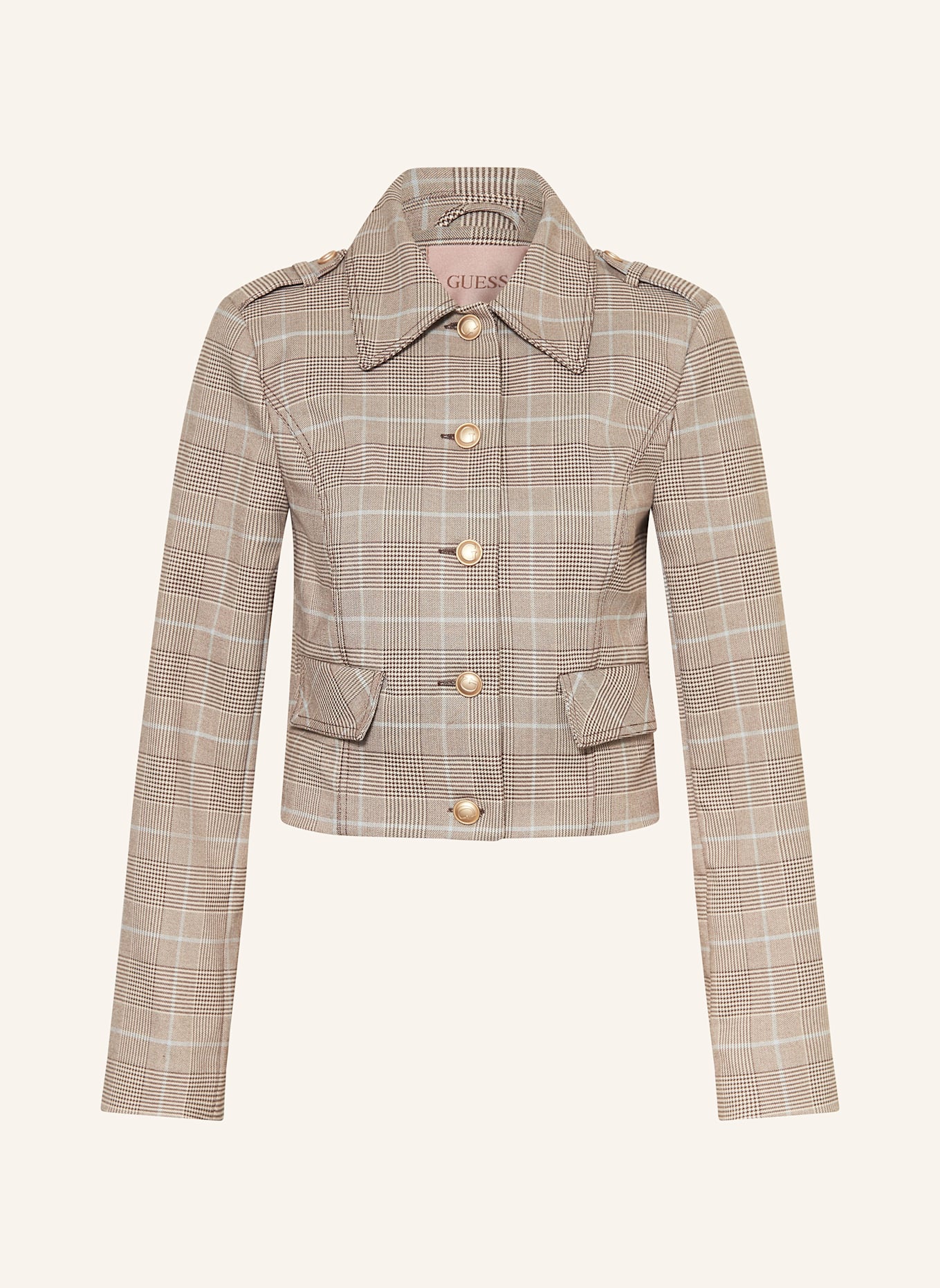 GUESS Kastenjacke GERALDINE: DUNKELBRAUN / ECRU / HELLBLAU