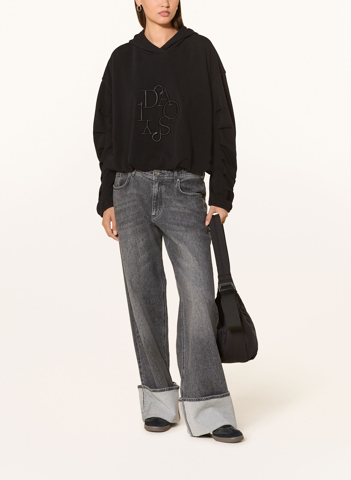 10DAYS Cropped-Hoodie: SCHWARZ