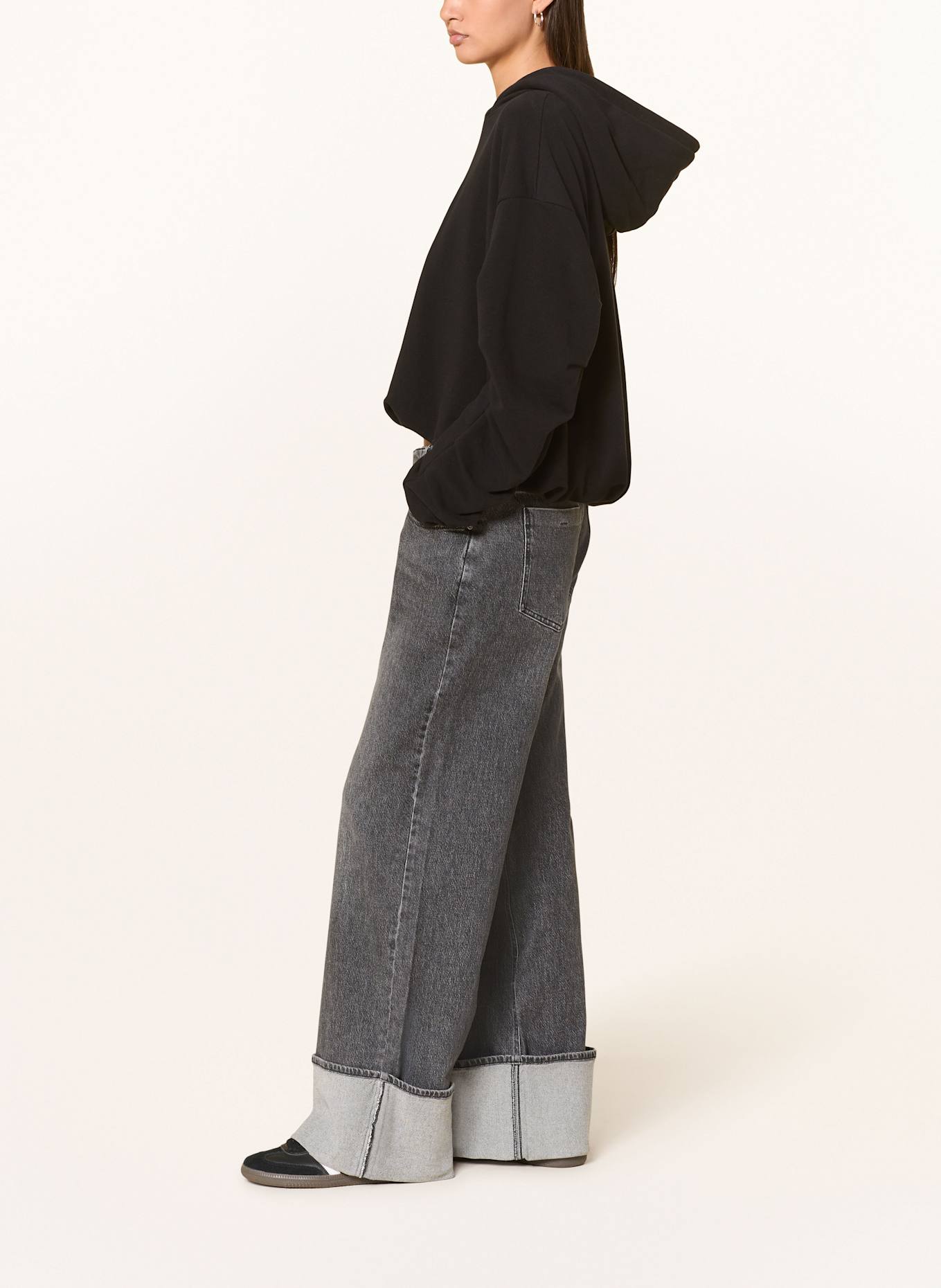 10DAYS Cropped-Hoodie: SCHWARZ