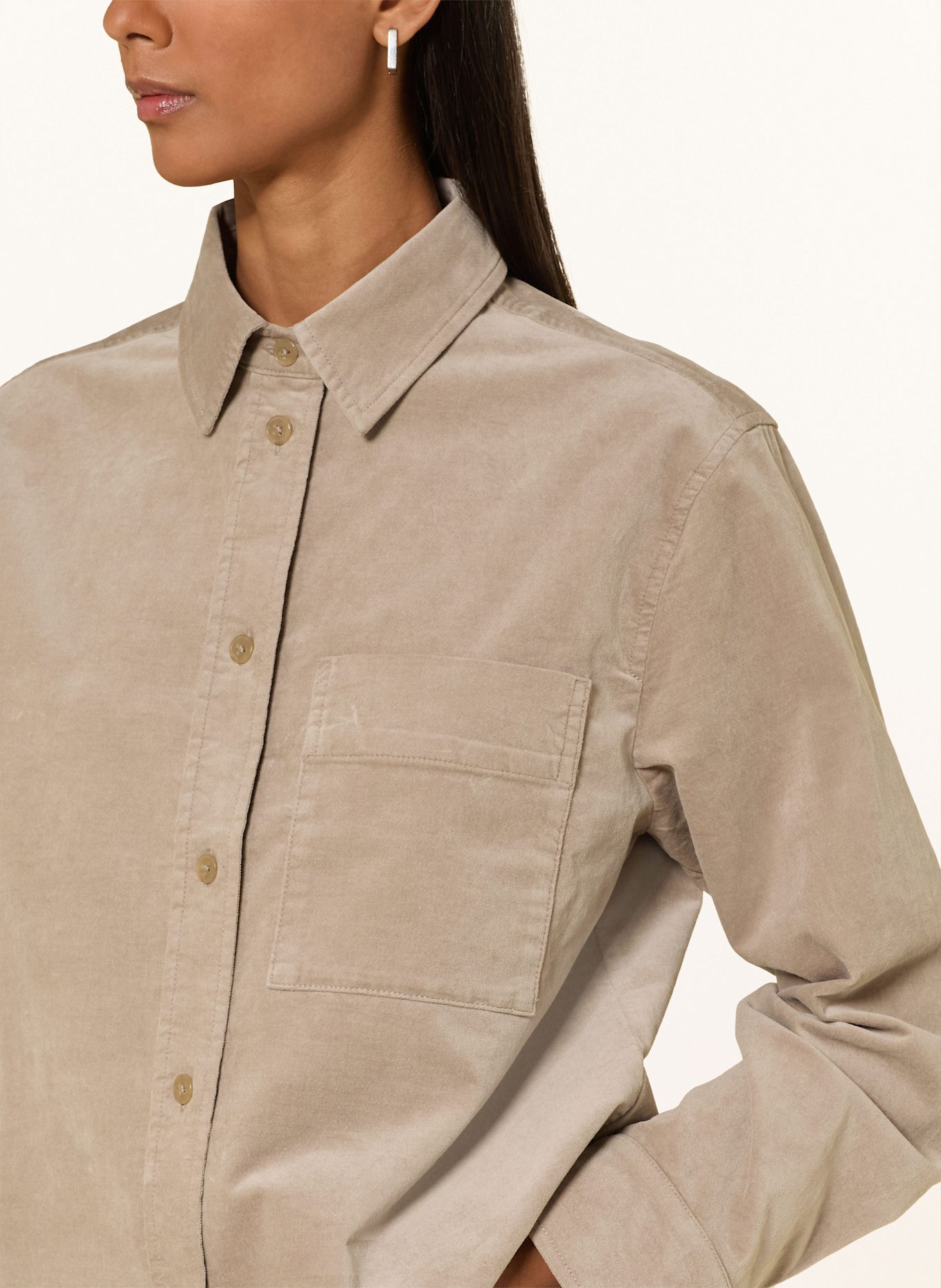 Marc O'Polo Hemdbluse aus Nicki: BRAUN