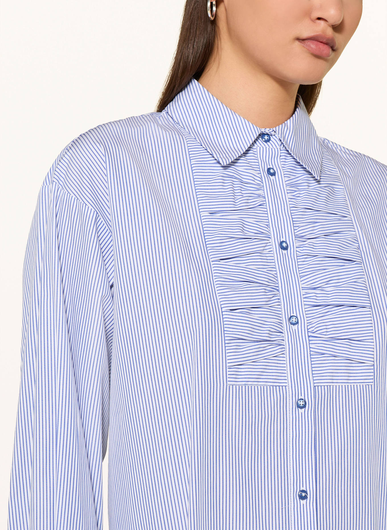 Rich & Royal Hemdbluse mit Rüschen: BLAU / WEISS