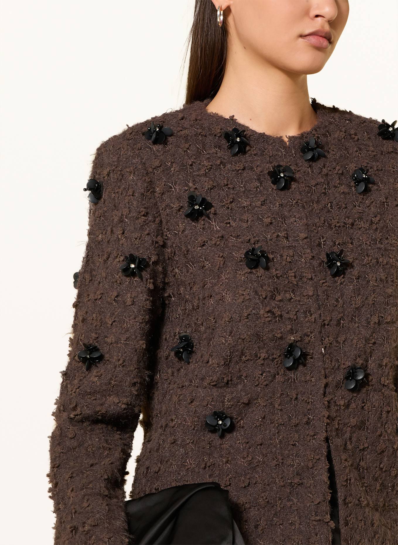 Rich & Royal Kastenjacke mit Schmucksteinen: DUNKELBRAUN