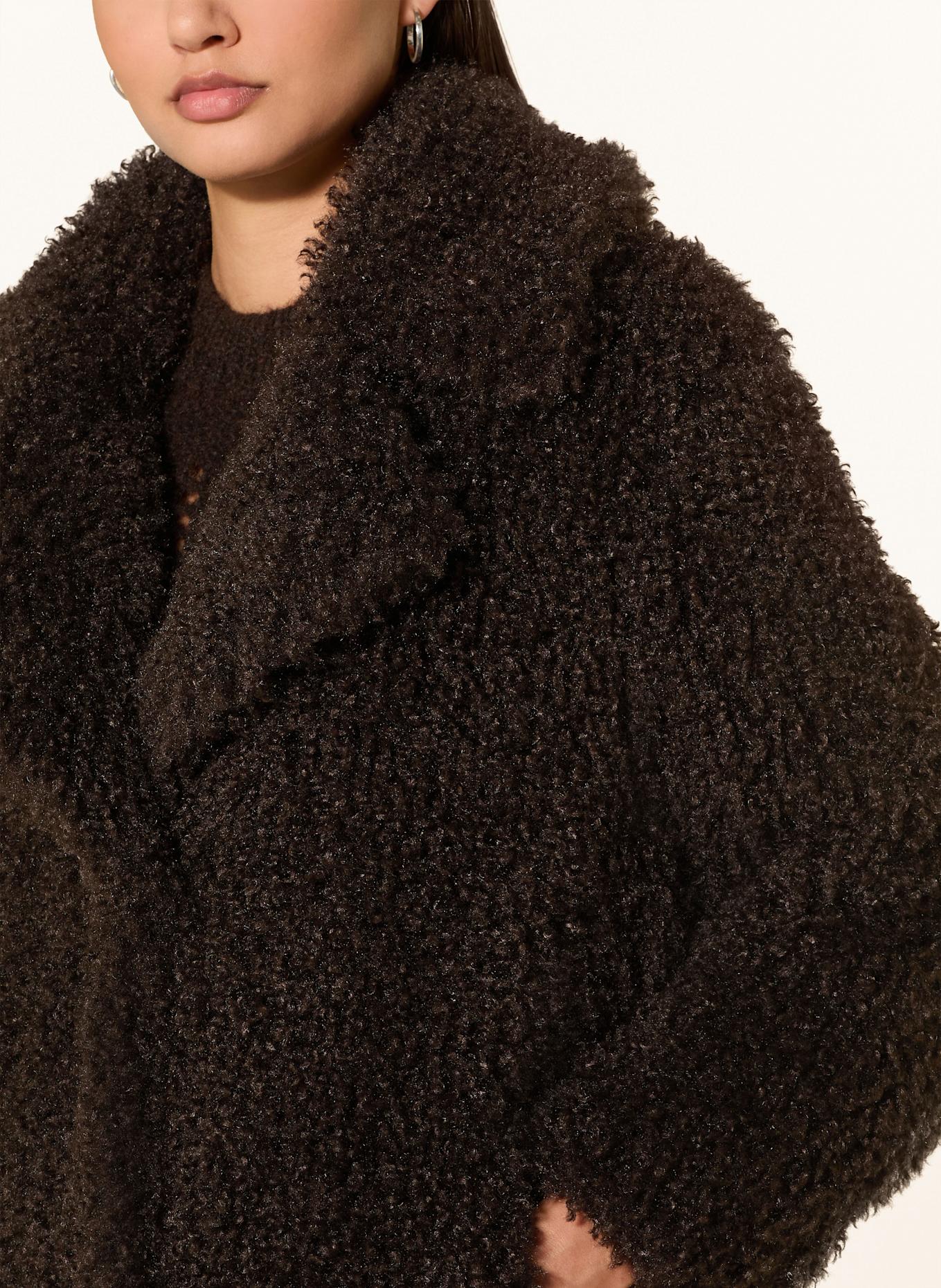 Rich & Royal Faux fur coat in dark brown