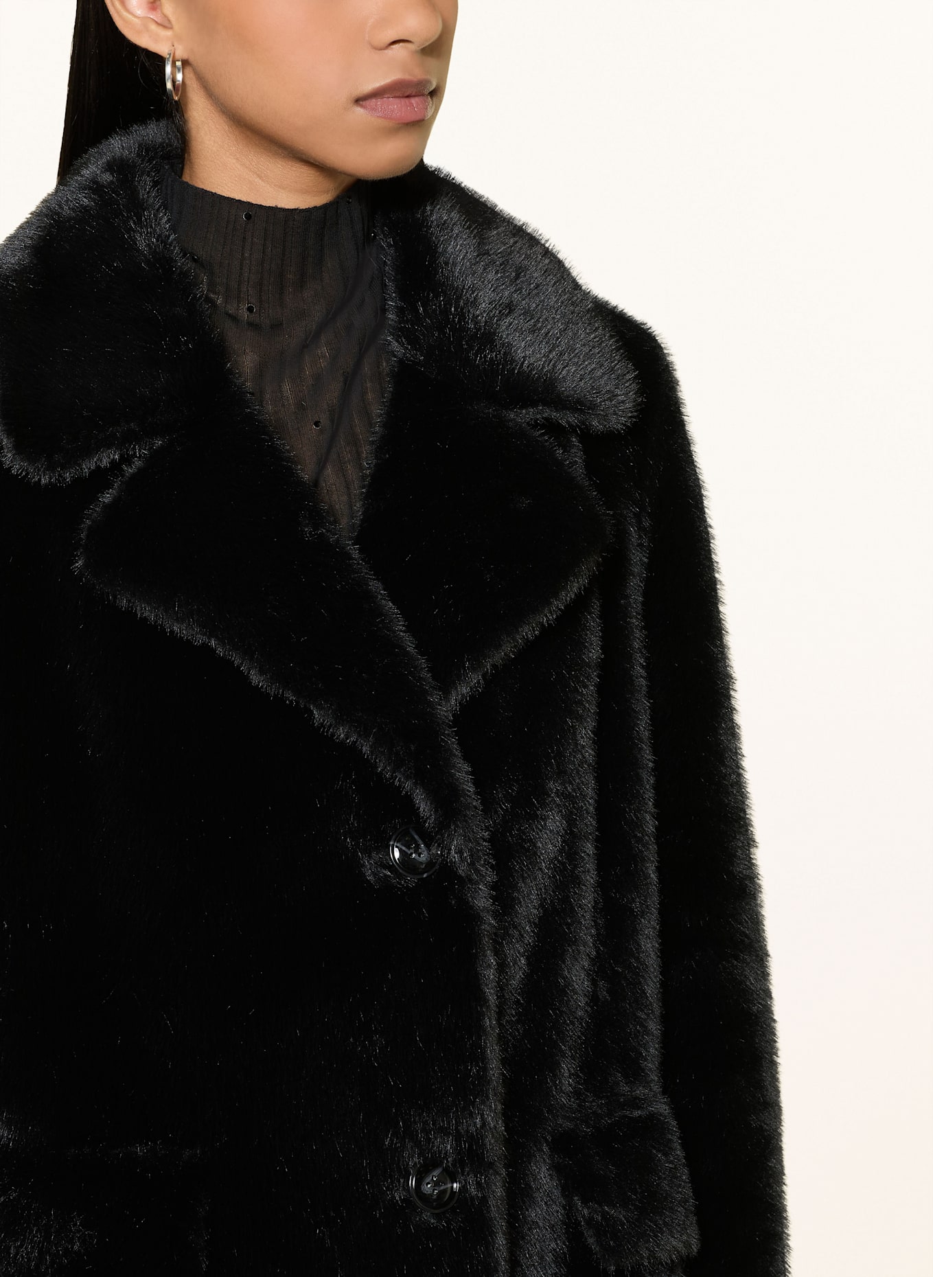 Rich & Royal Kunstpelz-Mantel: SCHWARZ