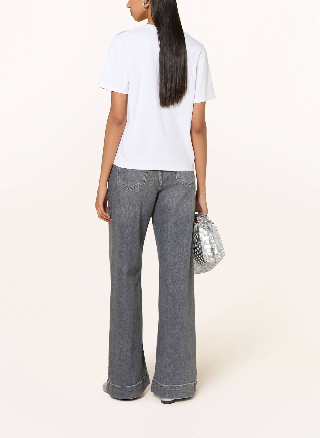 Rich & Royal T-Shirt mit Schmucksteinen: WEISS / SILBER