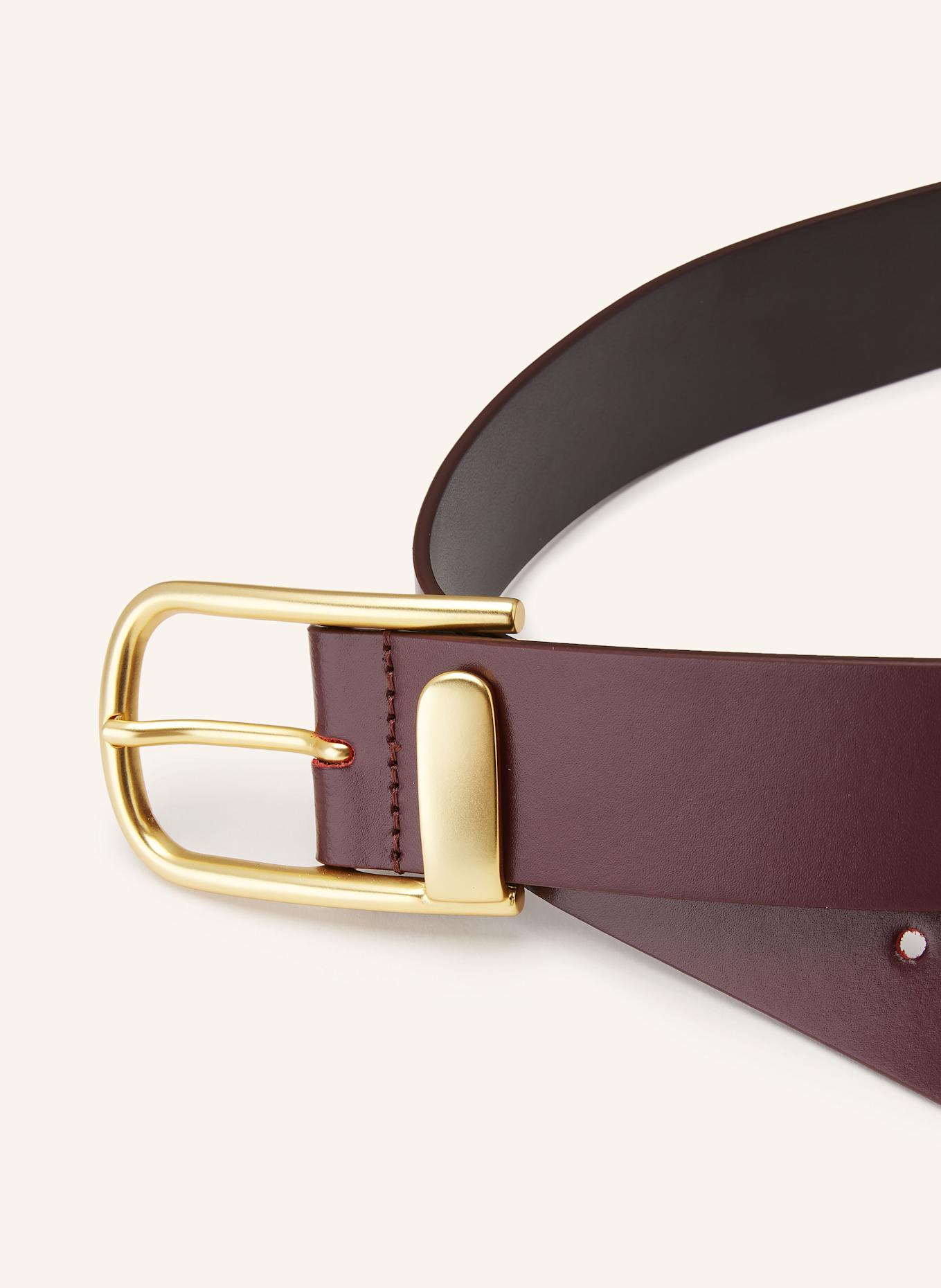 REISS Kožený opasek IYLA: TMAVĚ ČERVENÁ