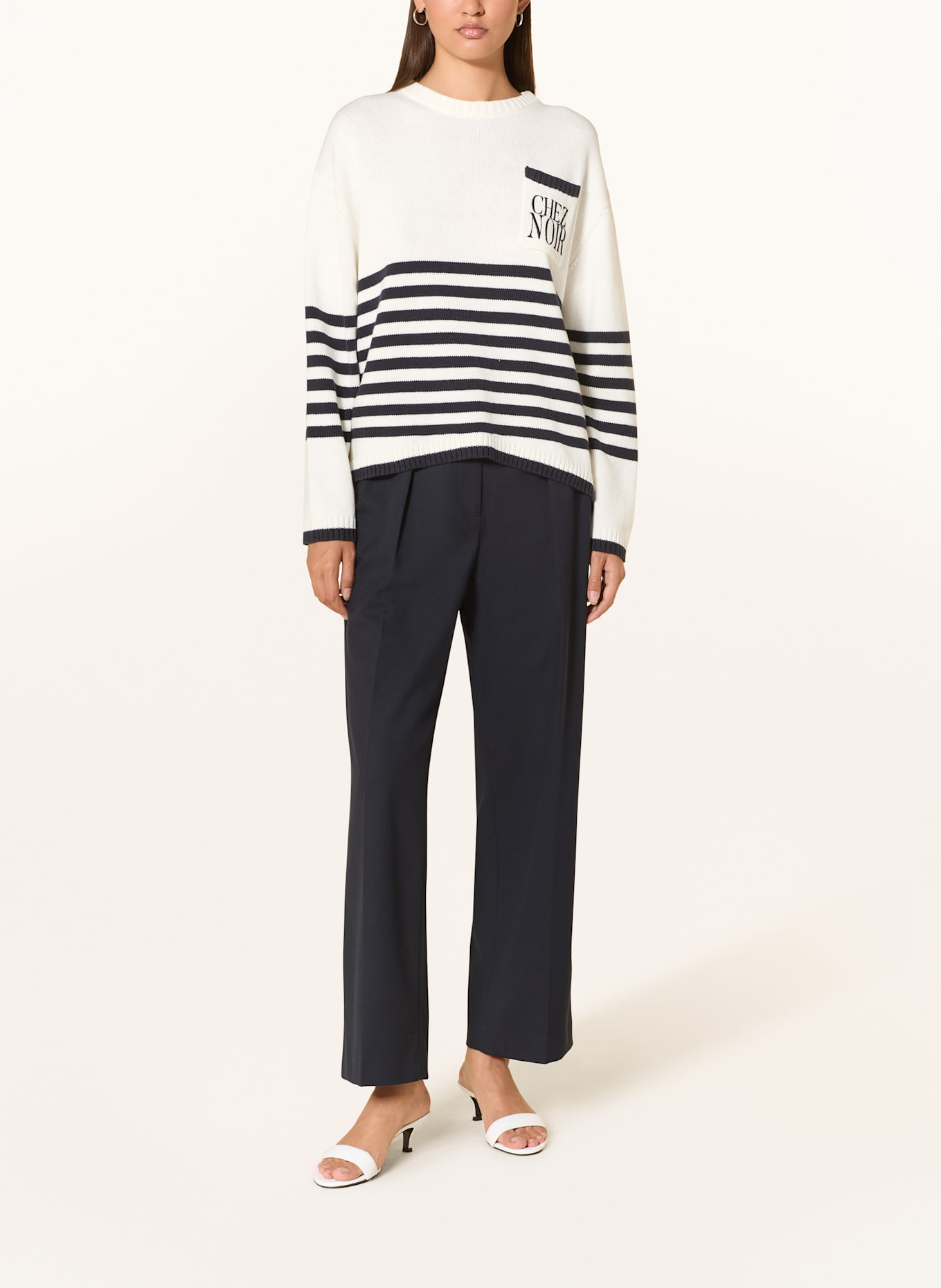 CATNOIR Sweater: WHITE / DARK BLUE