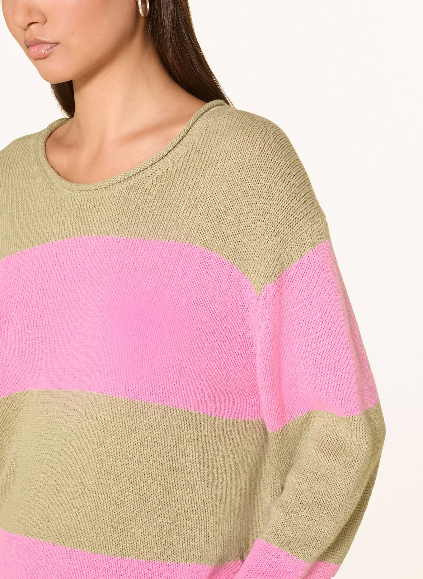 CATNOIR Pullover mit Leinen: HELLGRÜN / ROSA
