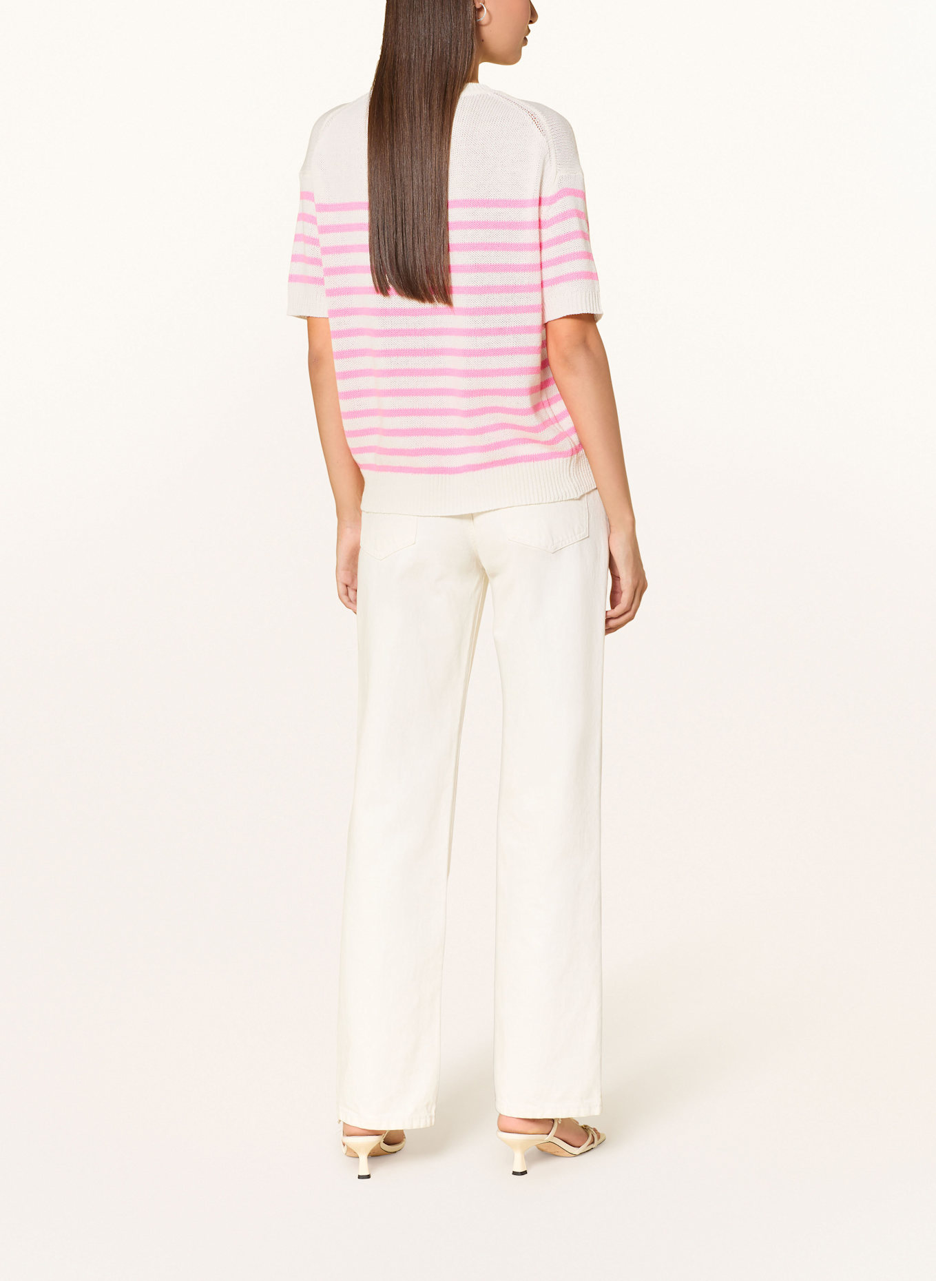CATNOIR Strickshirt mit Leinen: WEISS / ROSA