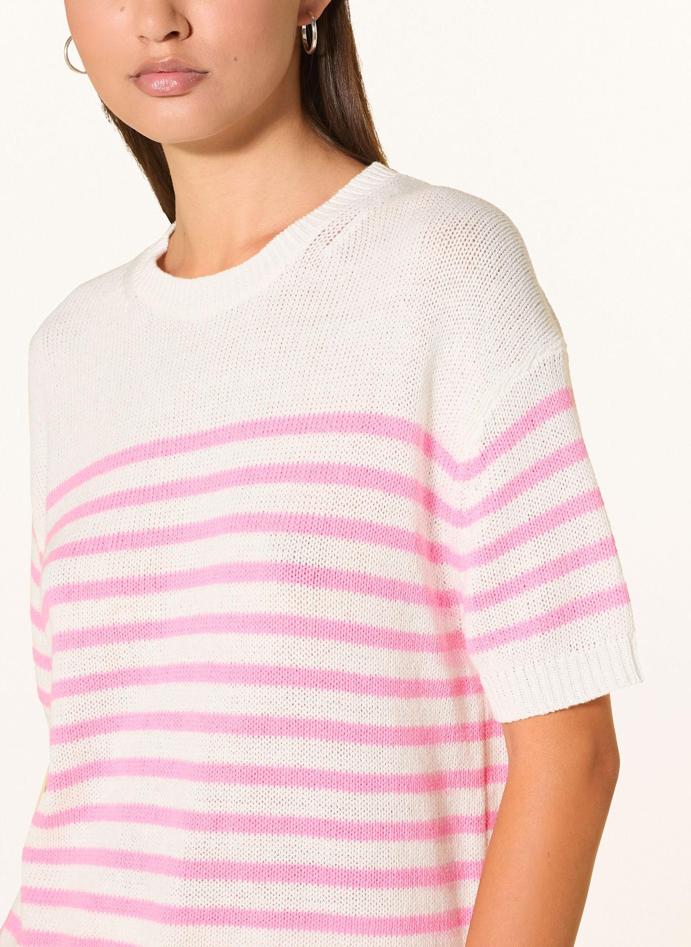 CATNOIR Strickshirt mit Leinen: WEISS / ROSA