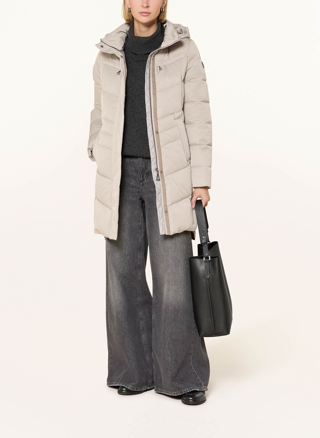 GIL BRET Steppjacke mit abnehmbarer Kapuze: HELLGRAU