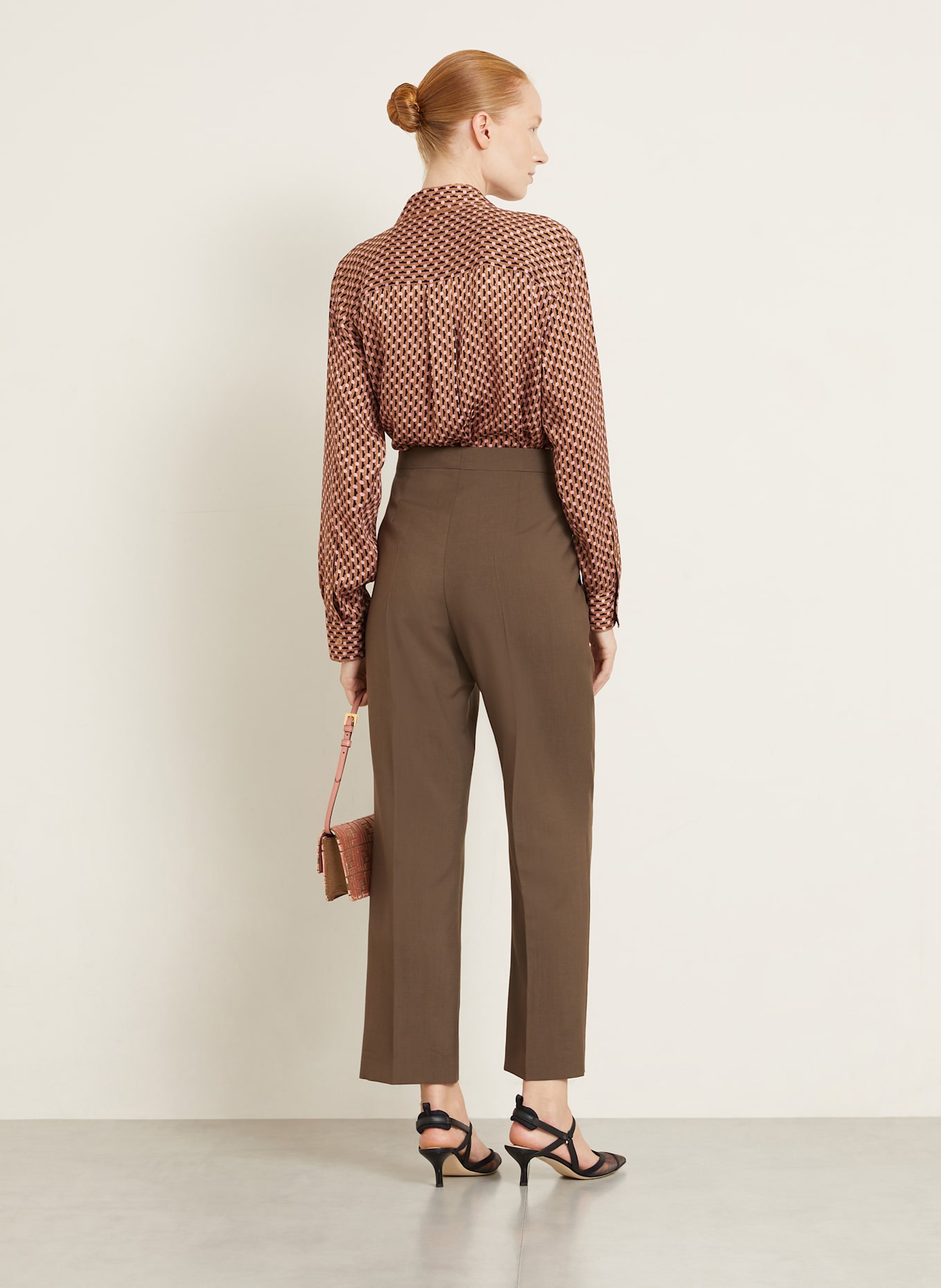 FENDI Hemdbluse CAMICA aus Seide: BRAUN / SCHWARZ / ROSA