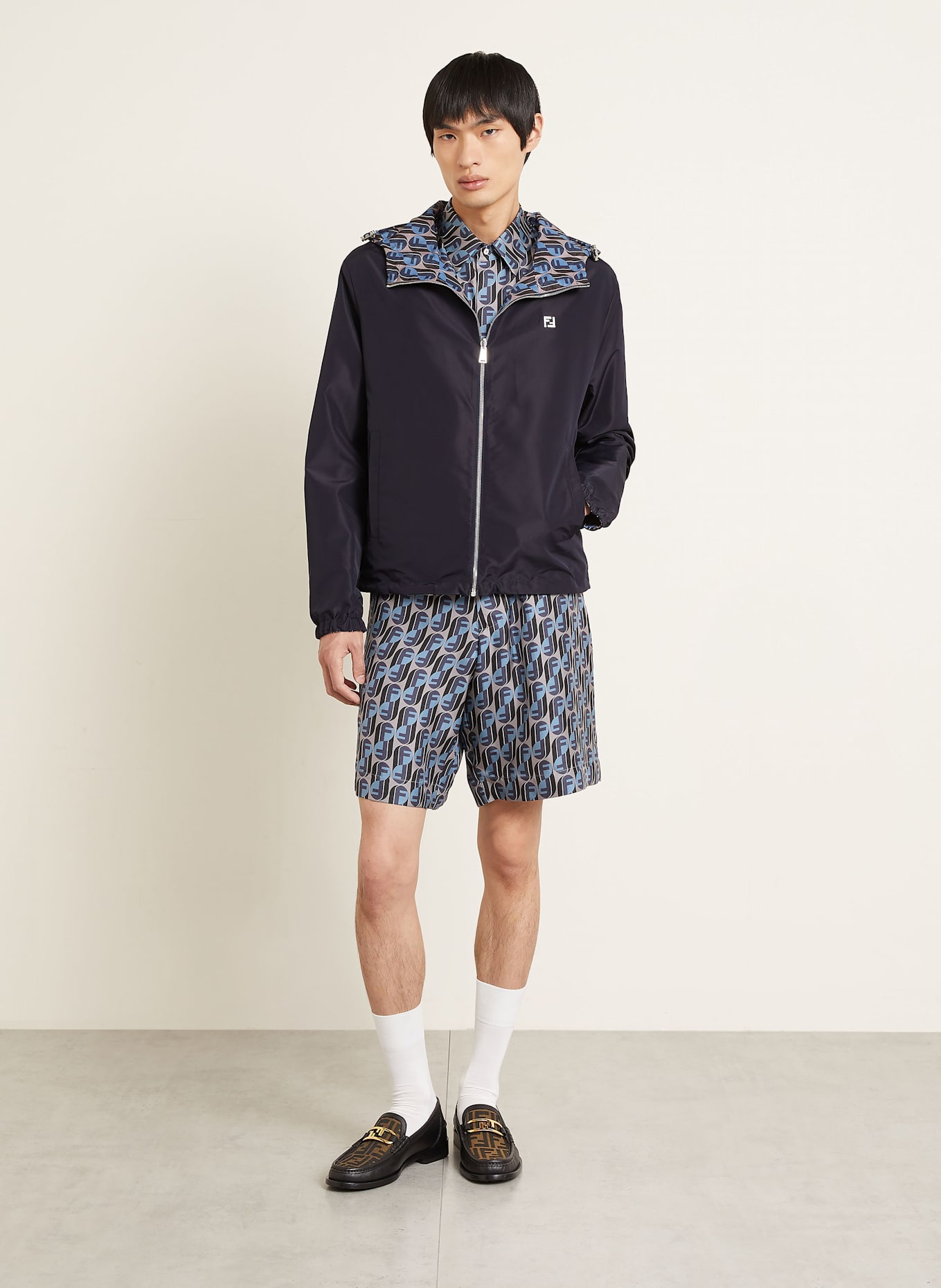 FENDI Reversible bomber jacket in dark blue