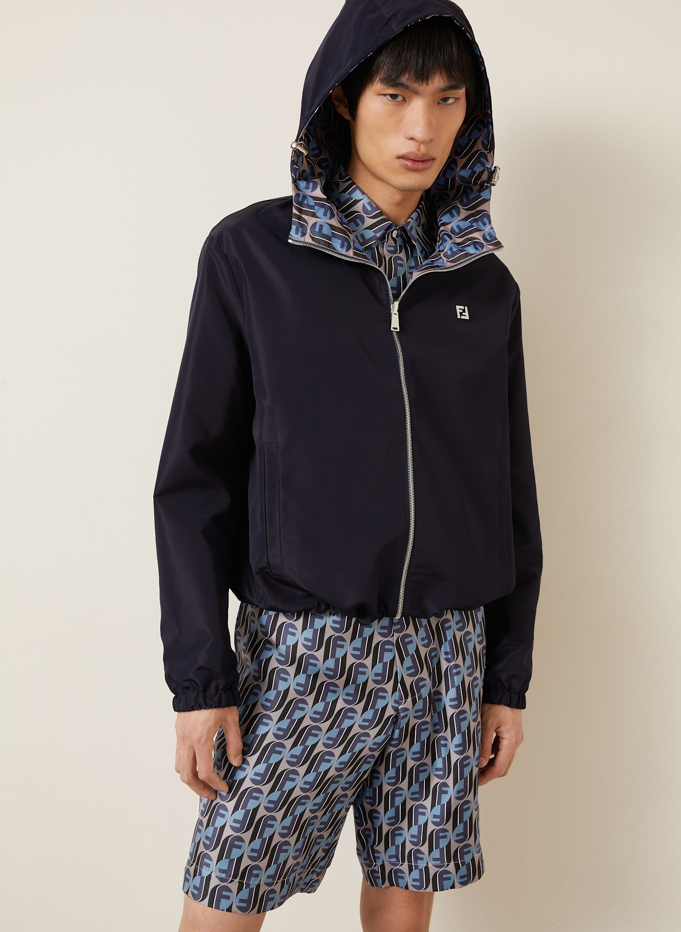 FENDI Reversible bomber jacket in dark blue