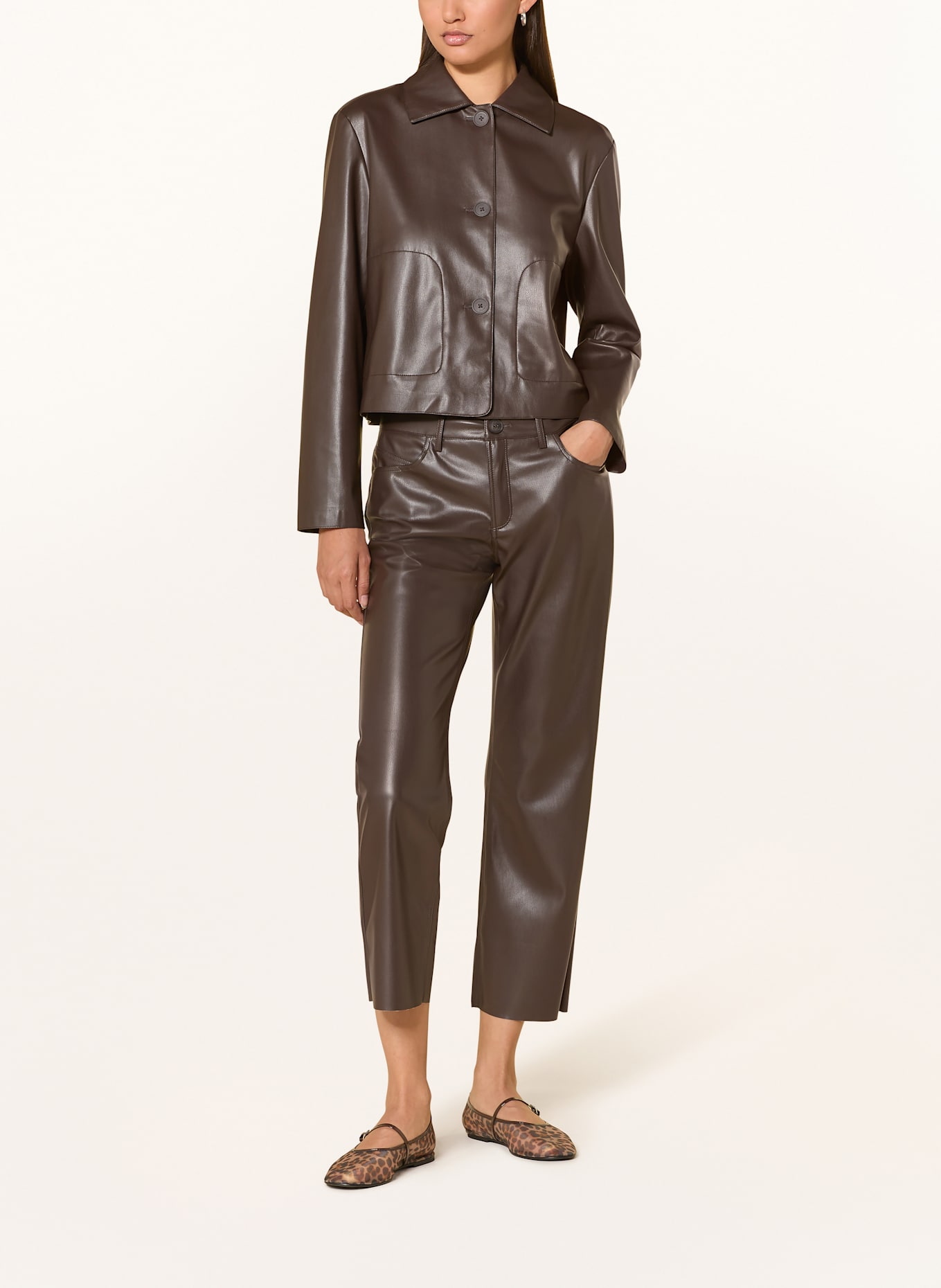 someday Kastenjacke NEATHER in Lederoptik: DUNKELBRAUN
