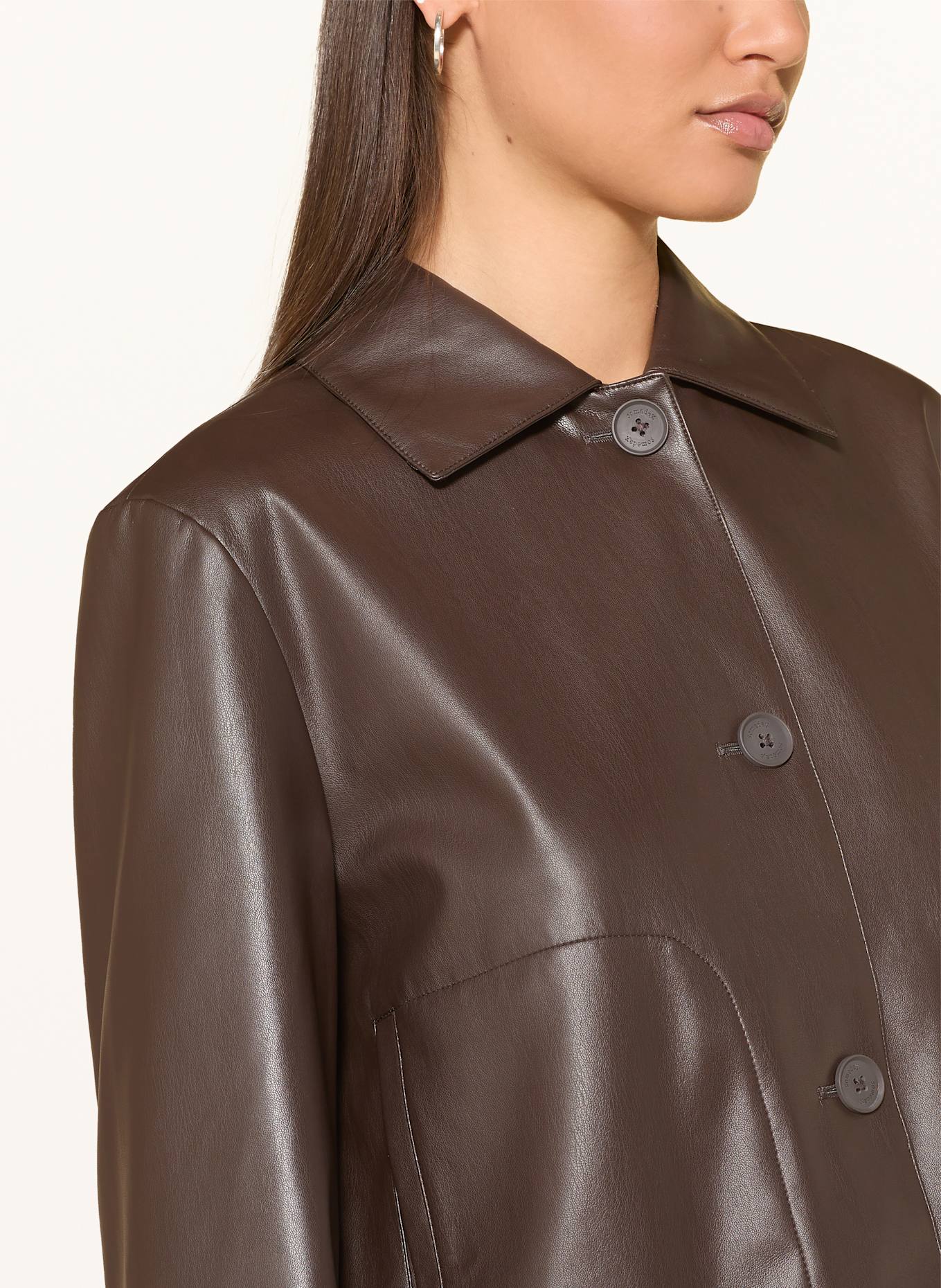 someday Kastenjacke NEATHER in Lederoptik: DUNKELBRAUN