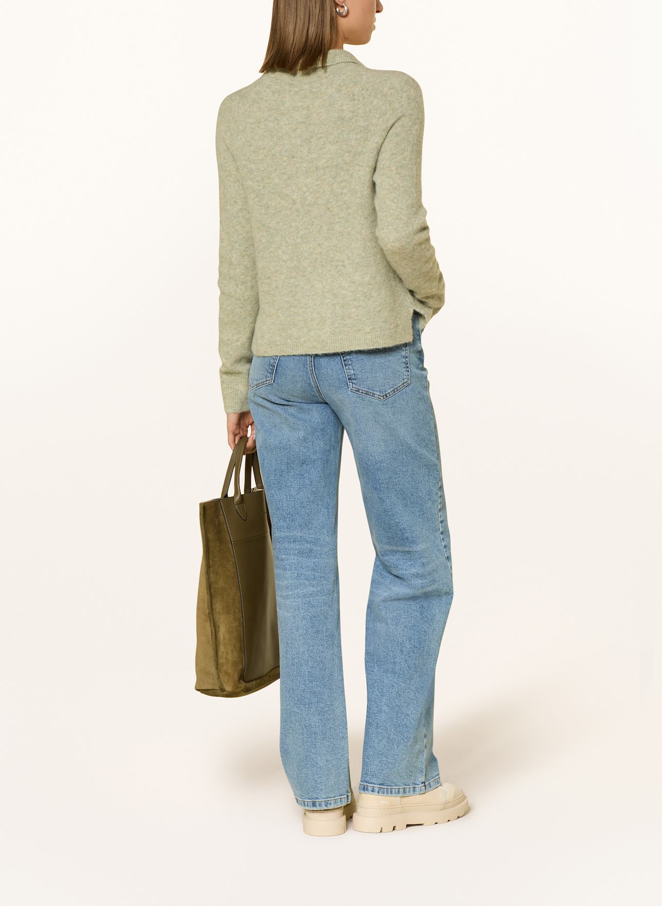 OPUS Strick-Poloshirt PLUTTON: HELLGRÜN