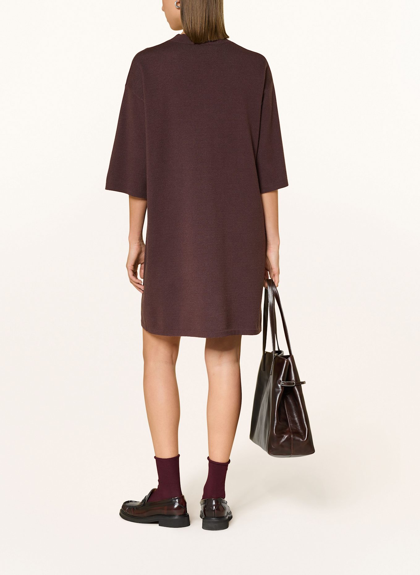 OPUS Strickkleid WANALO mit 3/4-Arm: DUNKELROT