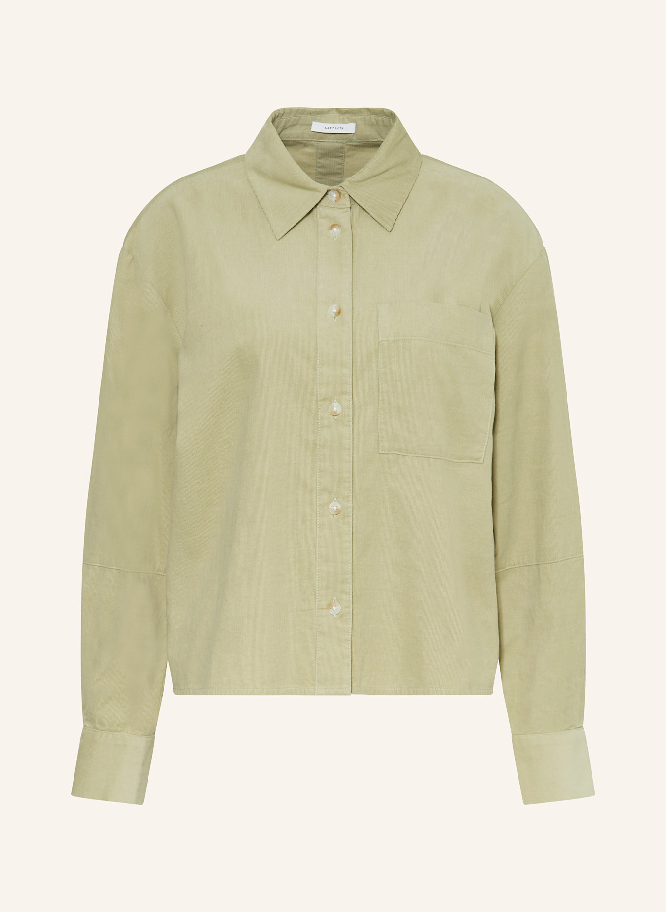 OPUS Hemdbluse FRONE aus Cord: HELLGRÜN