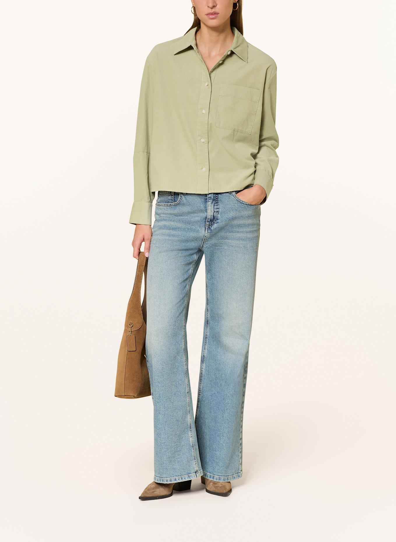 OPUS Hemdbluse FRONE aus Cord: HELLGRÜN